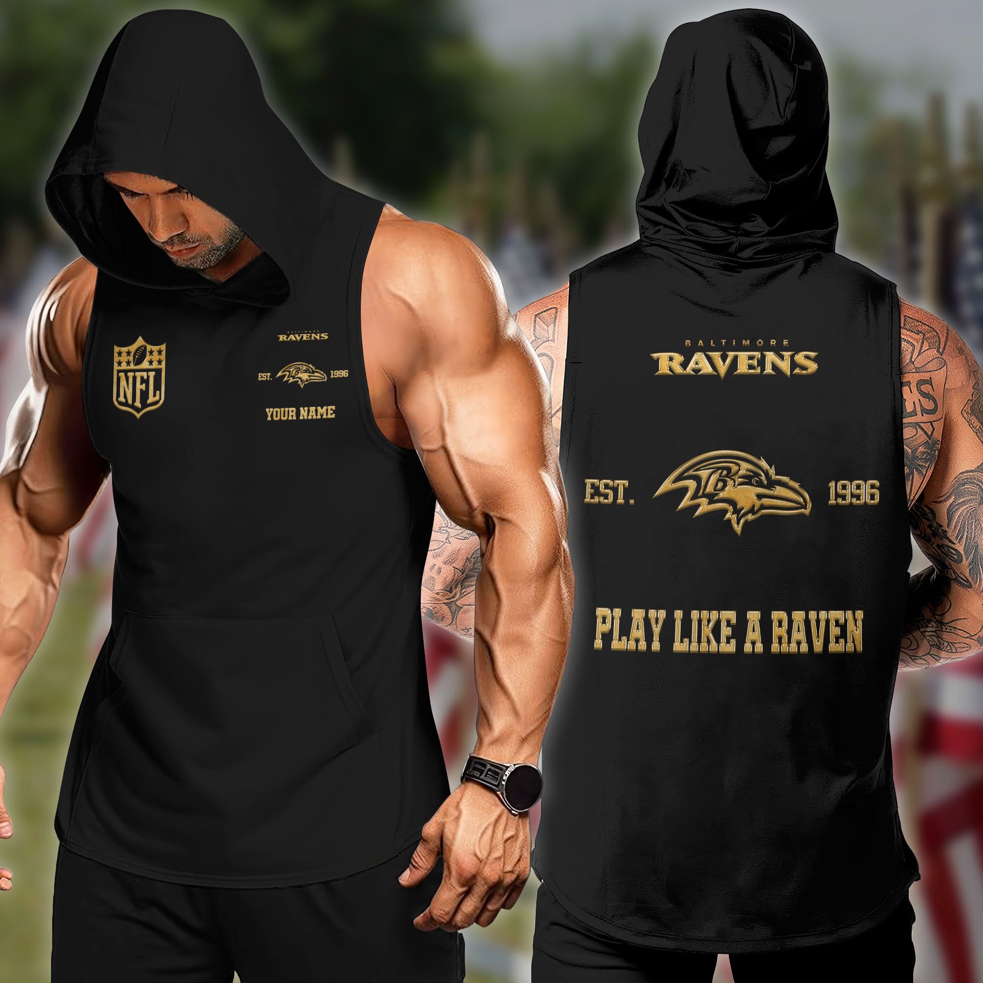 Baltimore Ravens Hoodie Tanktop Custom Your Name, Football Team Hoodie Tanktop, Gift For Football Lovers ETRG-58920