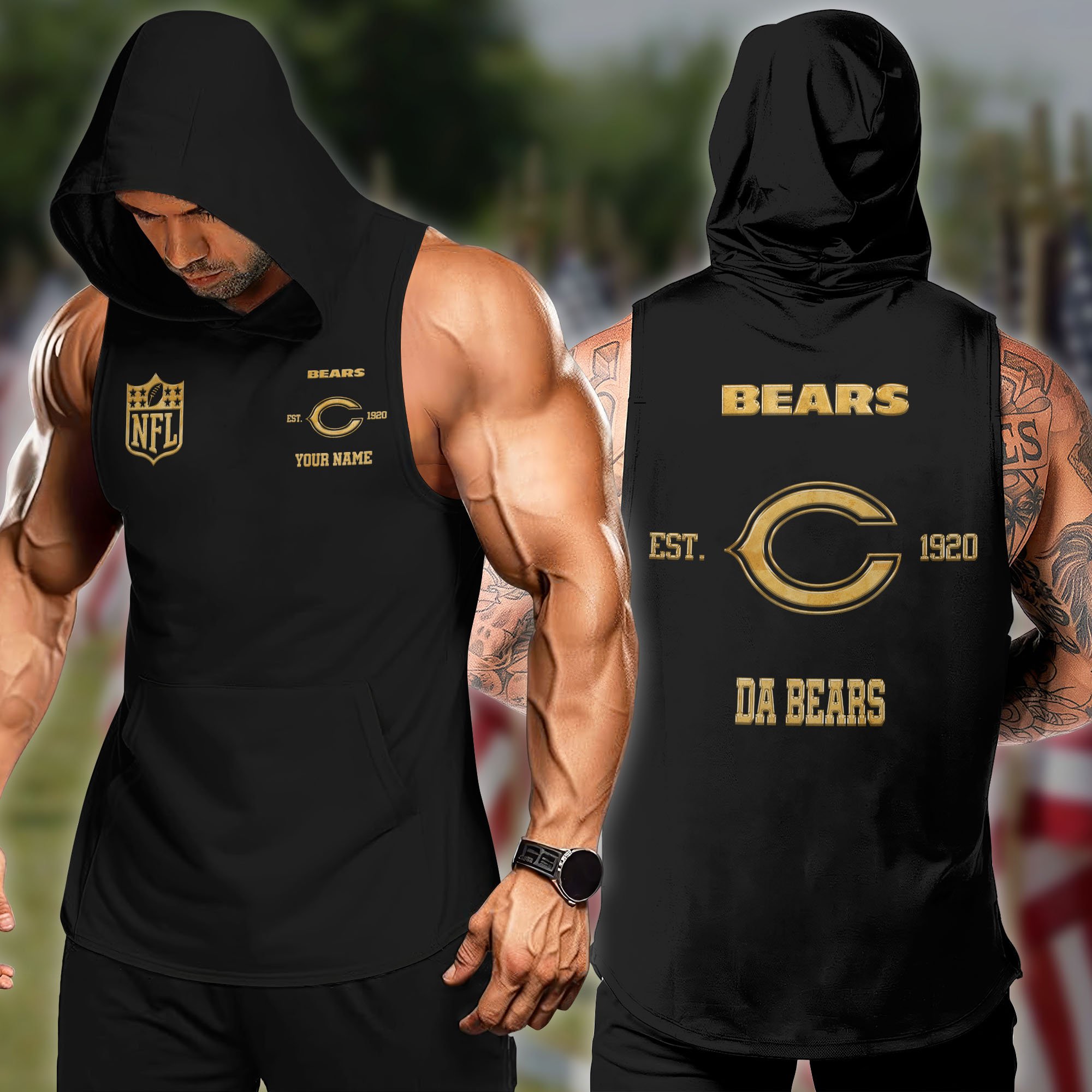 Chicago Bears Hoodie Tanktop Custom Your Name, Football Team Hoodie Tanktop, Gift For Football Lovers ETRG-58920