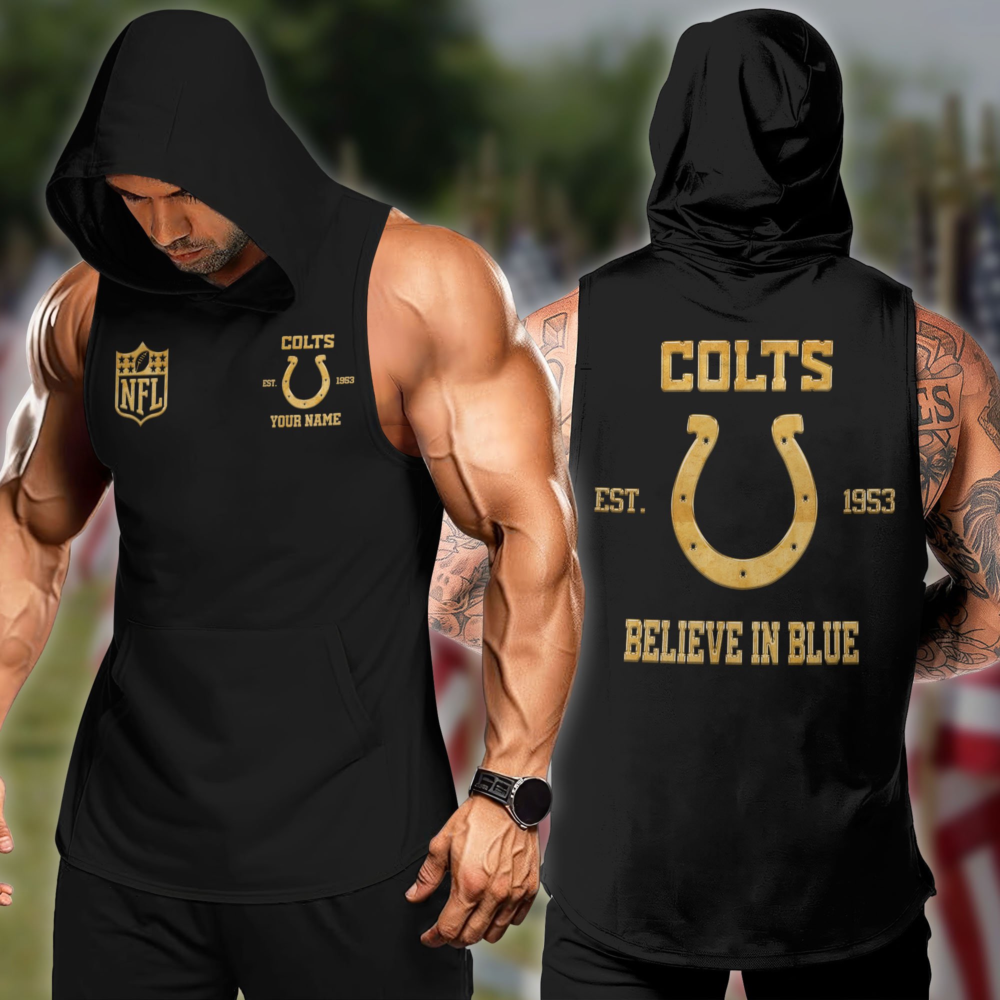 Indianapolis Colts Hoodie Tanktop Custom Your Name, Football Team Hoodie Tanktop, Gift For Football Lovers ETRG-58920