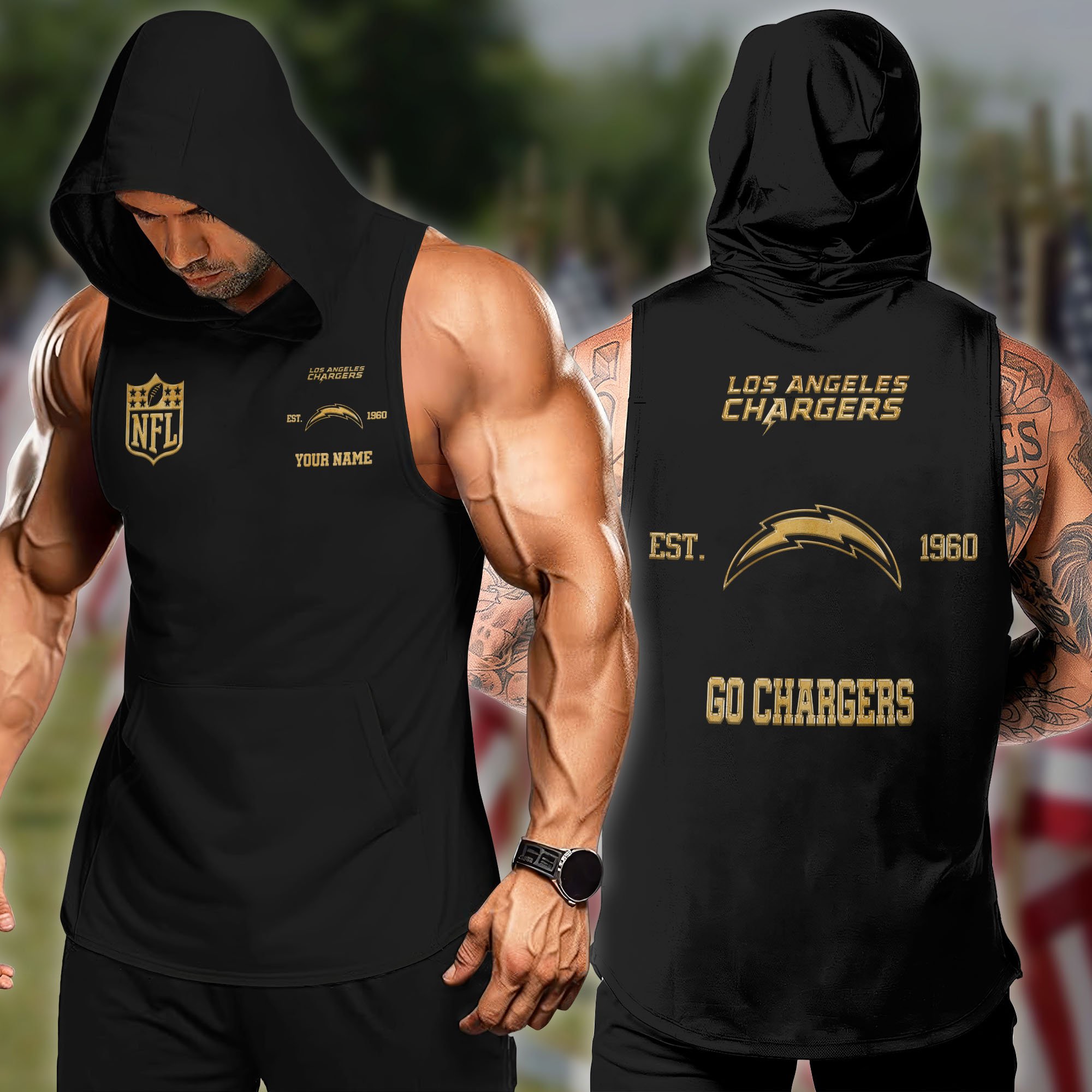 Los Angeles Chargers Hoodie Tanktop Custom Your Name, Football Team Hoodie Tanktop, Gift For Football Lovers ETRG-58920