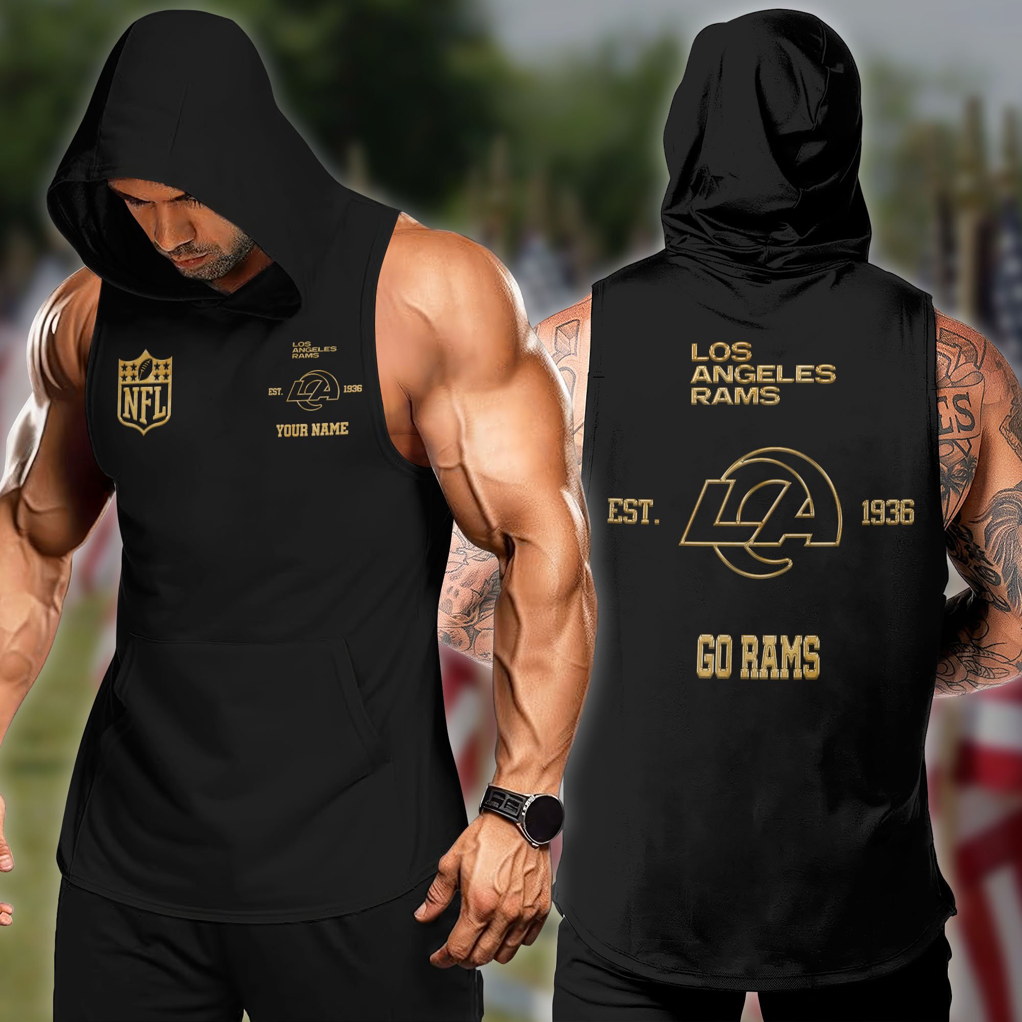 Los Angeles Rams Hoodie Tanktop Custom Your Name, Football Team Hoodie Tanktop, Gift For Football Lovers ETRG-58920