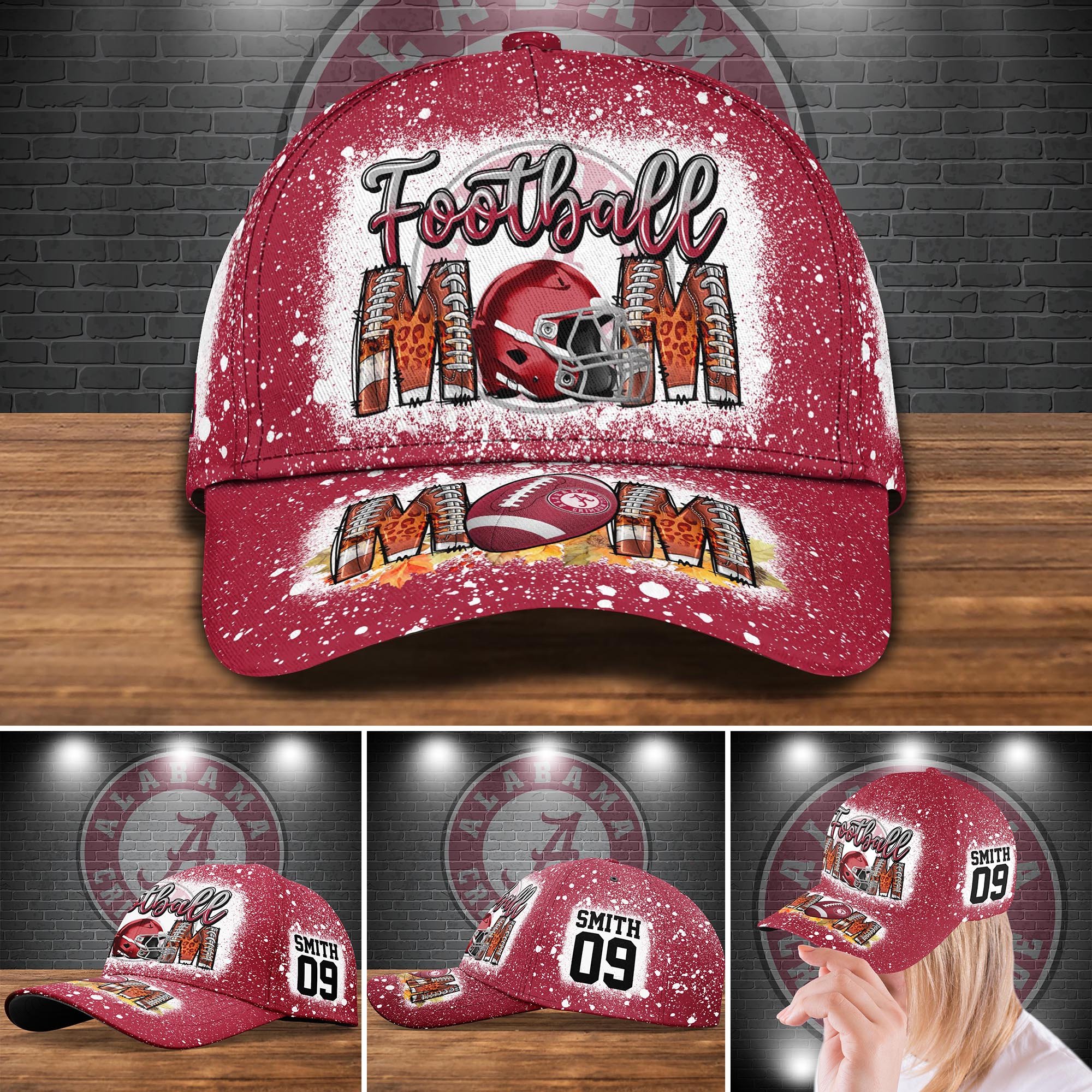 Alabama Crimson Tide Bleached Cap New Version Custom Your Name And Number, Sport Cap For Fan ETRG-52028