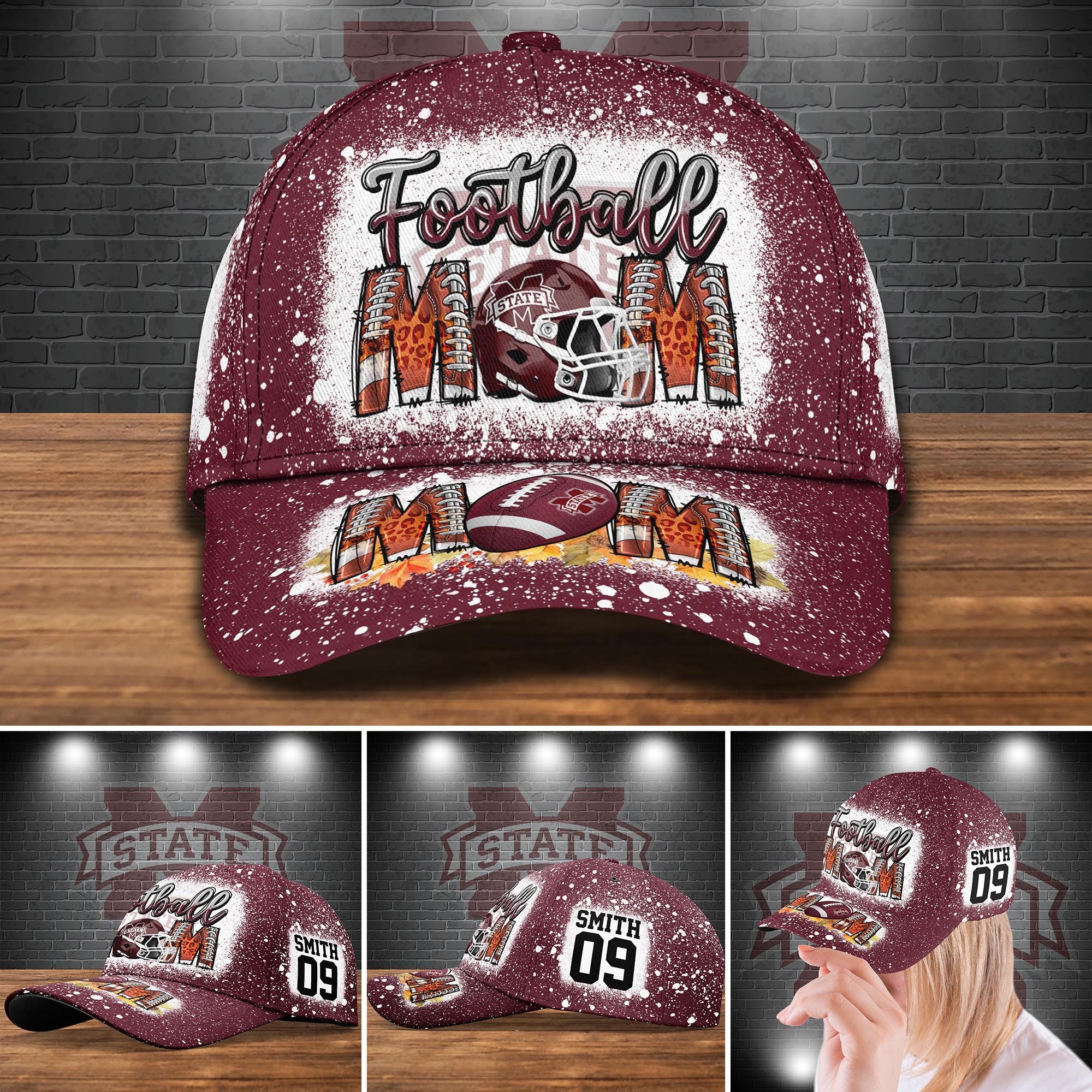 Mississippi State Bulldogs Bleached Cap New Version Custom Your Name And Number, Sport Cap For Fan ETRG-52028 (Copy)