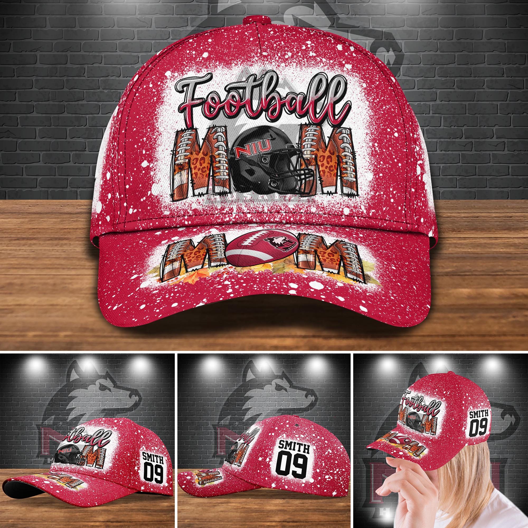 Northern Illinois Huskies Bleached Cap New Version Custom Your Name And Number, Sport Cap For Fan ETRG-52028