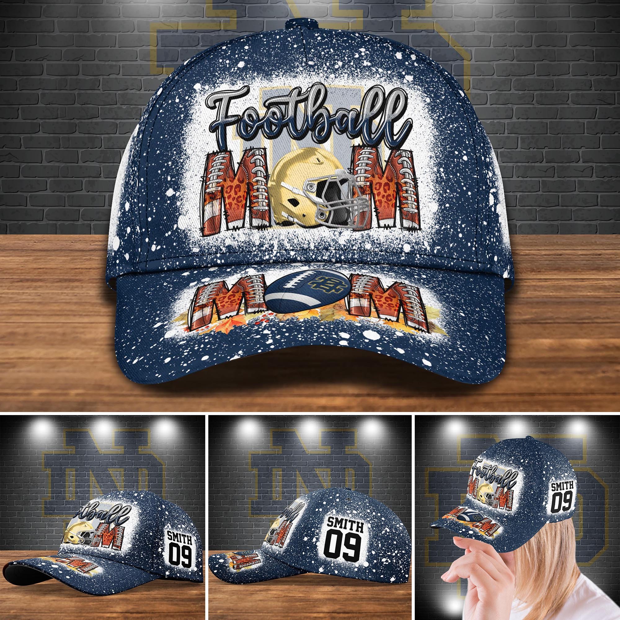 Notre Dame Fighting Irish Bleached Cap New Version Customized Your Name And Number, Football Team Cap, Fan Gifts ETRG-52028