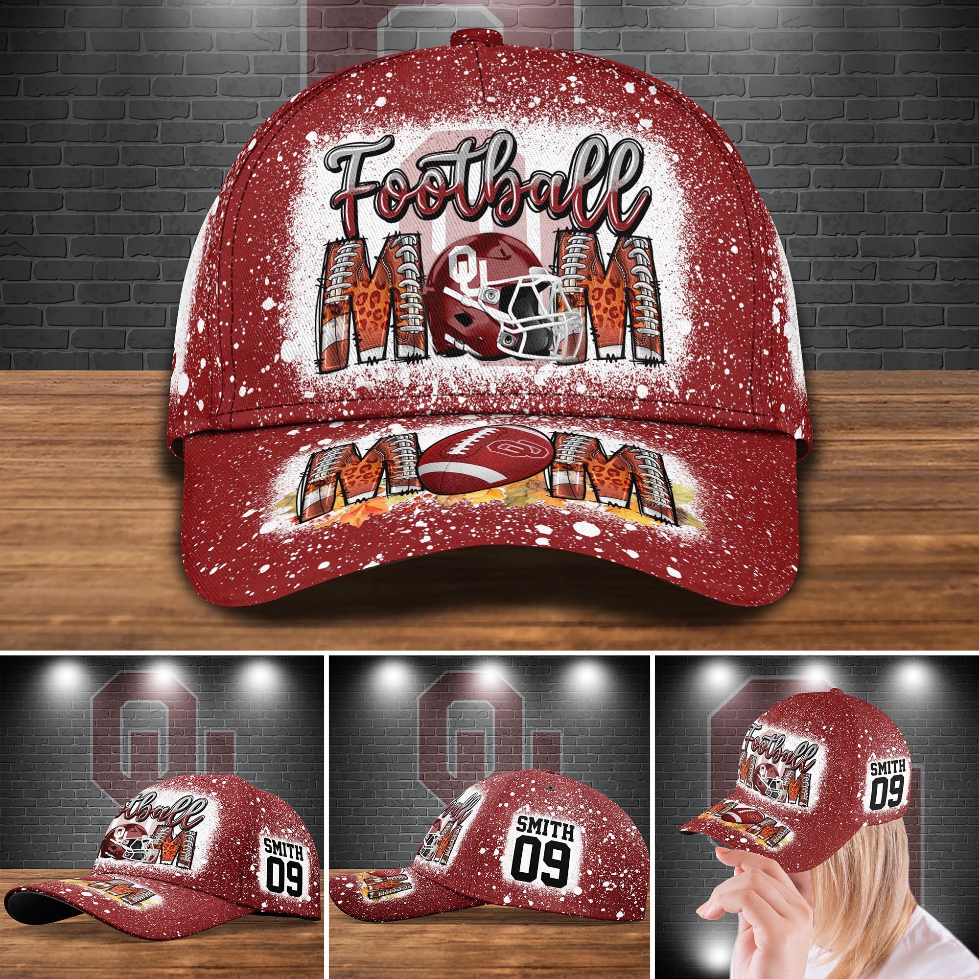 Oklahoma Sooners Bleached Cap New Version Custom Your Name And Number, Sport Cap For Fan ETRG-52028