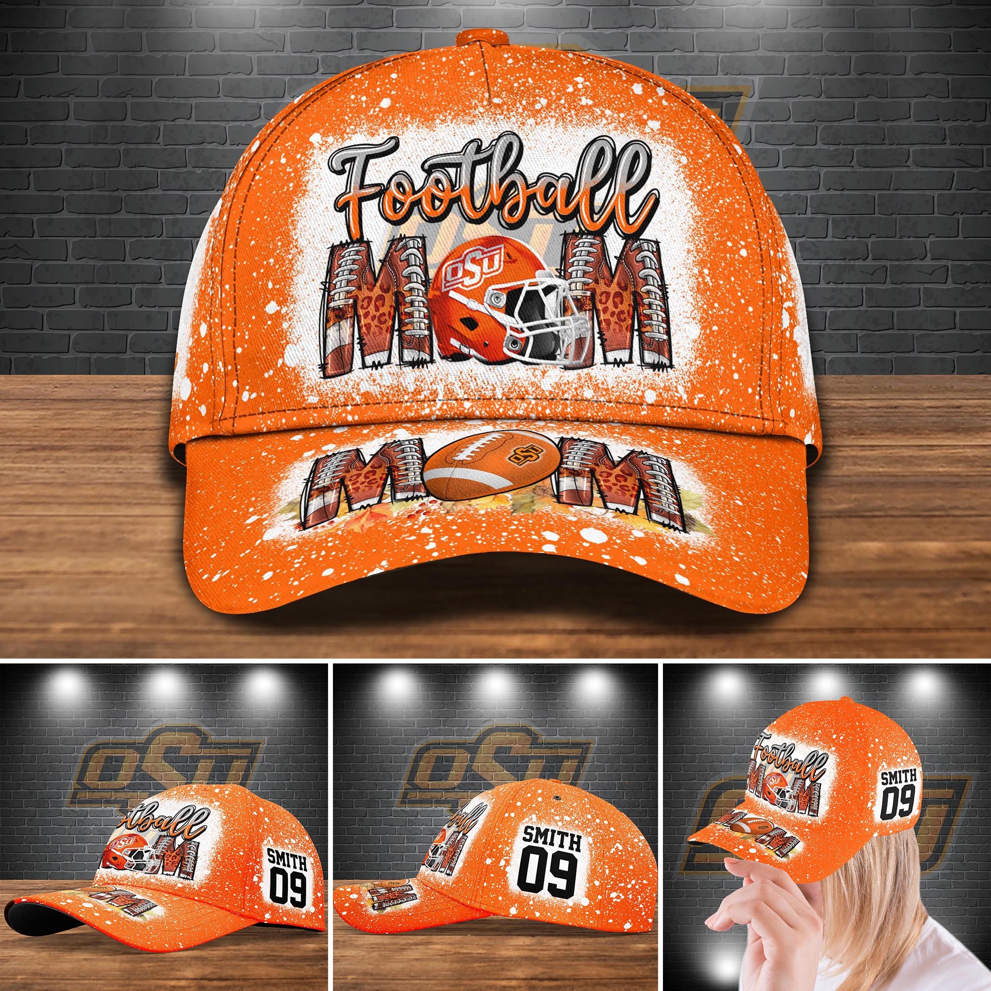 Oklahoma State Cowboys Bleached Cap New Version Custom Your Name And Number, Sport Cap For Fan ETRG-52028