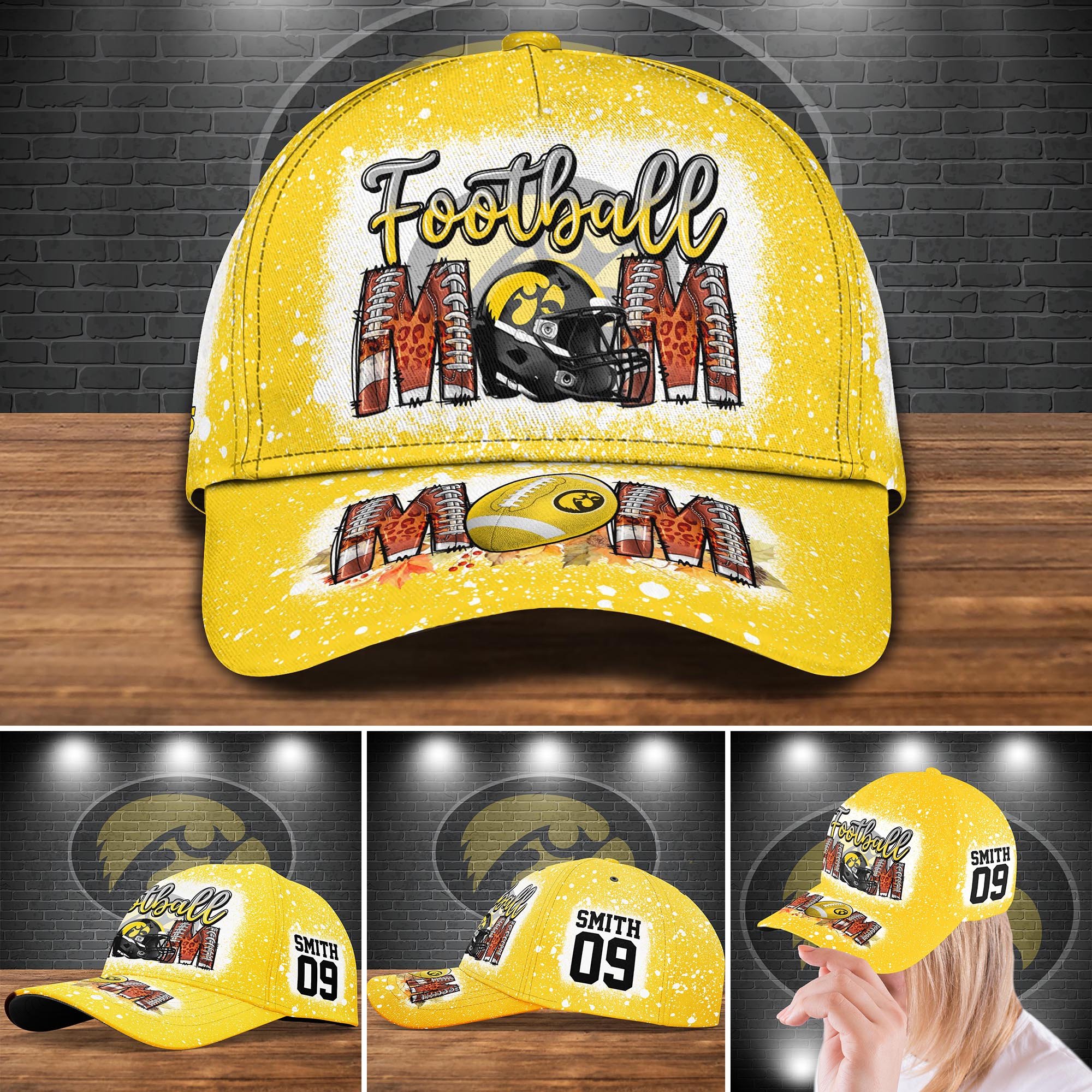 Iowa Hawkeyes Bleached Cap New Version Custom Your Name And Number, Sport Cap For Fan ETRG-52028