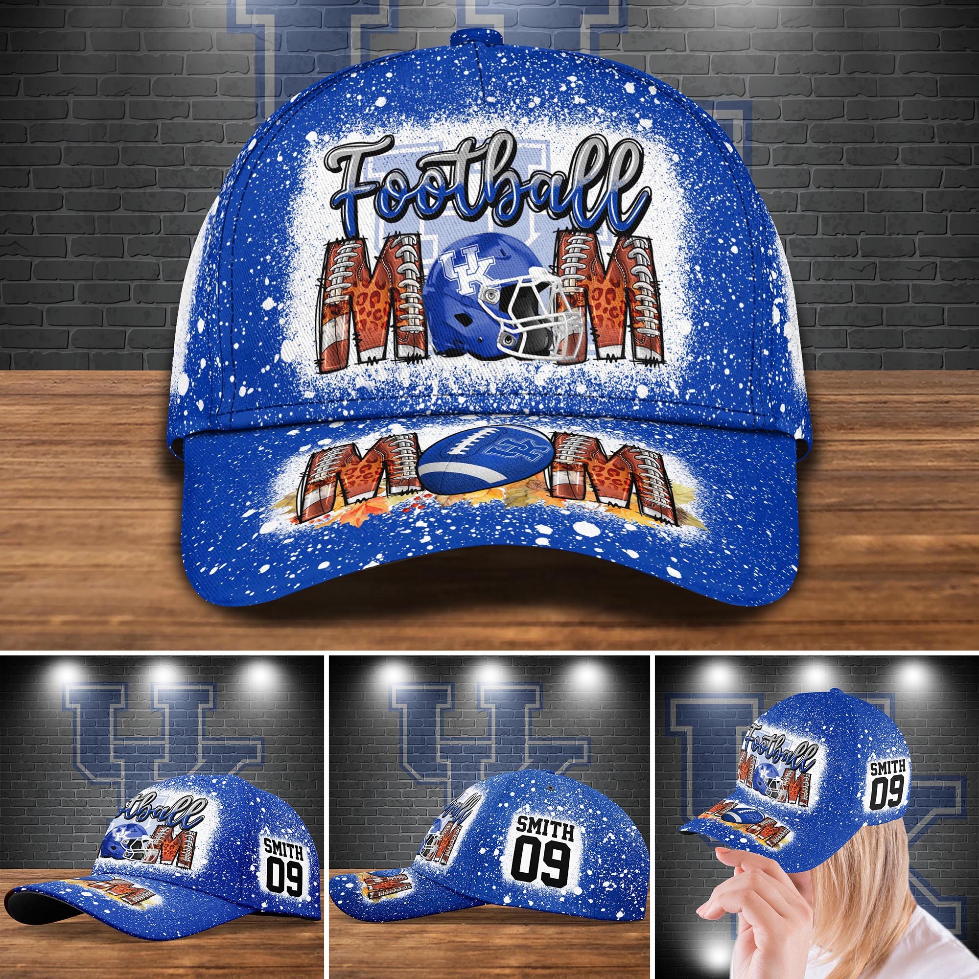 Kentucky Wildcats Bleached Cap New Version Custom Your Name And Number, Sport Cap For Fan ETRG-52028