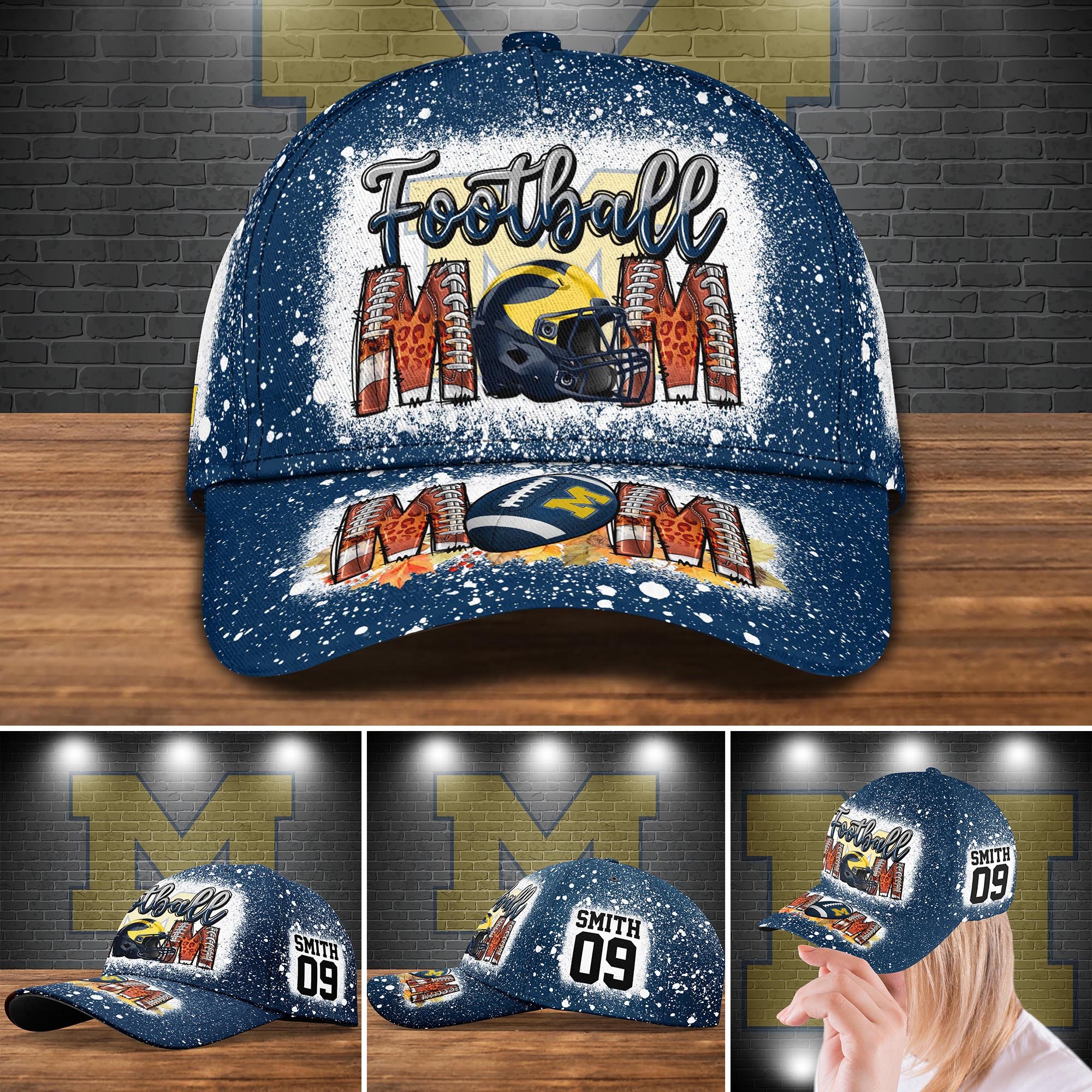 Michigan Wolverines Bleached Cap New Version Custom Your Name And Number, Sport Cap For Fan ETRG-52028