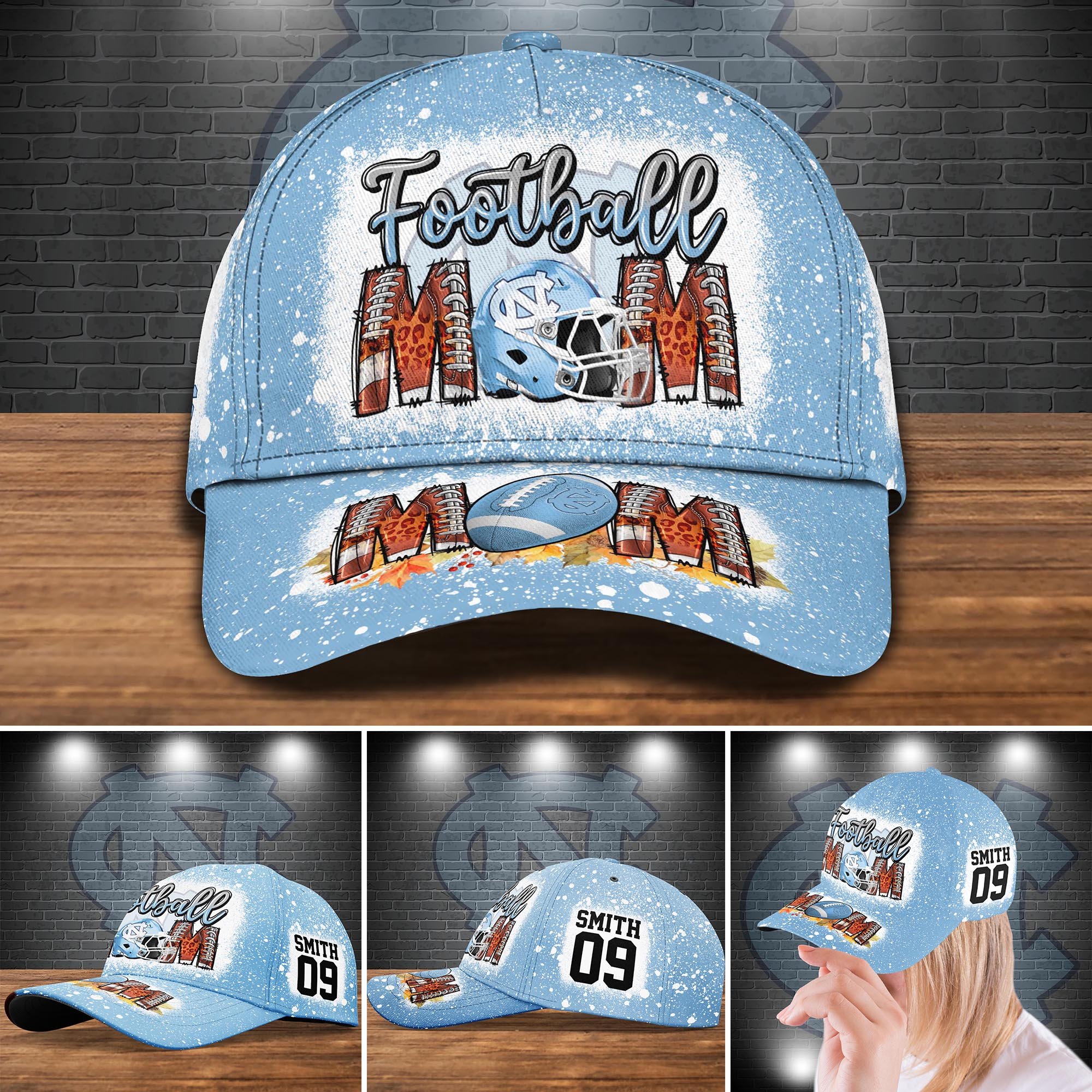 North Carolina Tar Heels Bleached Cap New Version Custom Your Name And Number, Sport Cap For Fan ETRG-52028