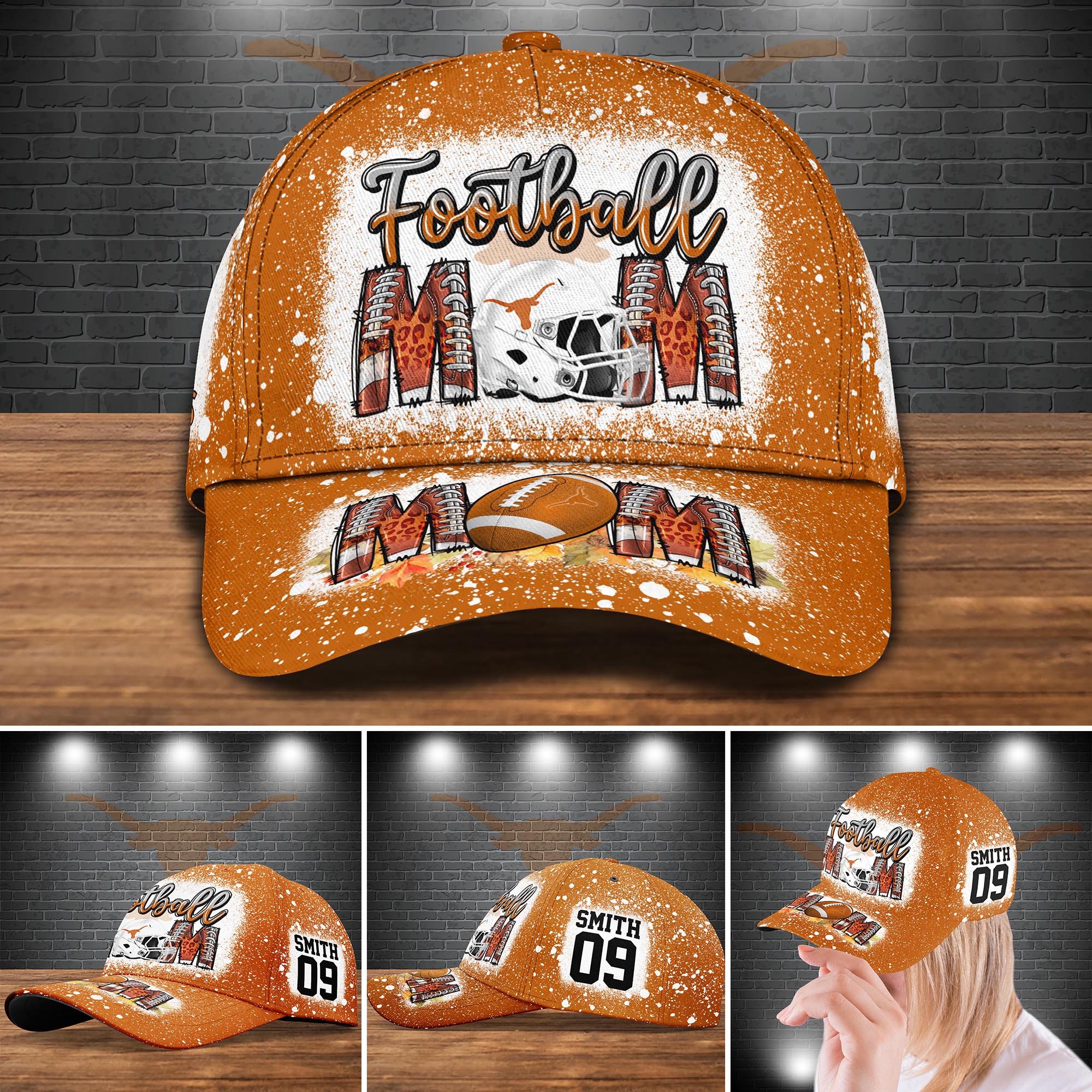 Texas Longhorns Bleached Cap New Version Custom Your Name And Number, Sport Cap For Fan ETRG-52028