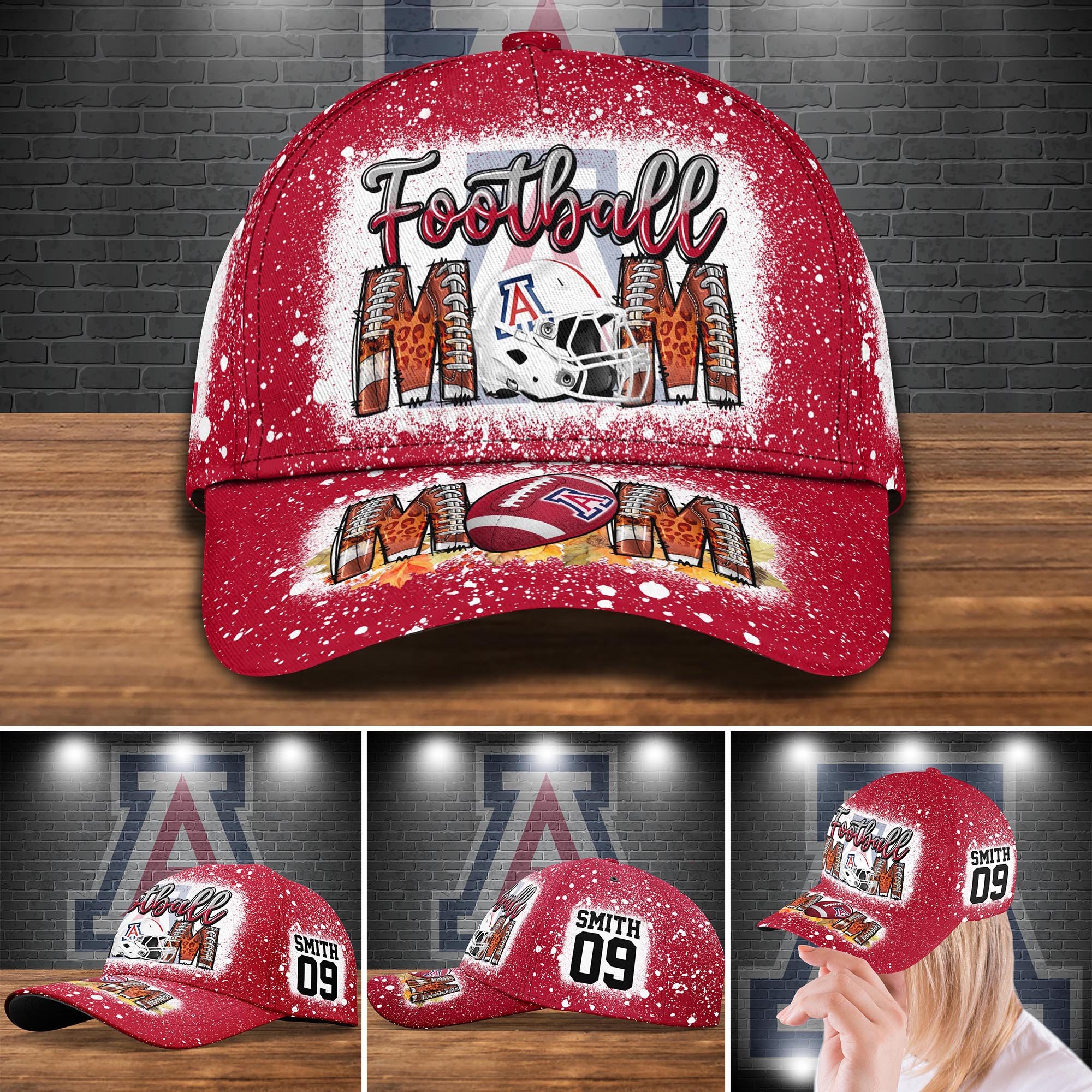 Arizona Wildcats Bleached Cap New Version Customized Your Name And Number, FCap For Fan ETRG-52028