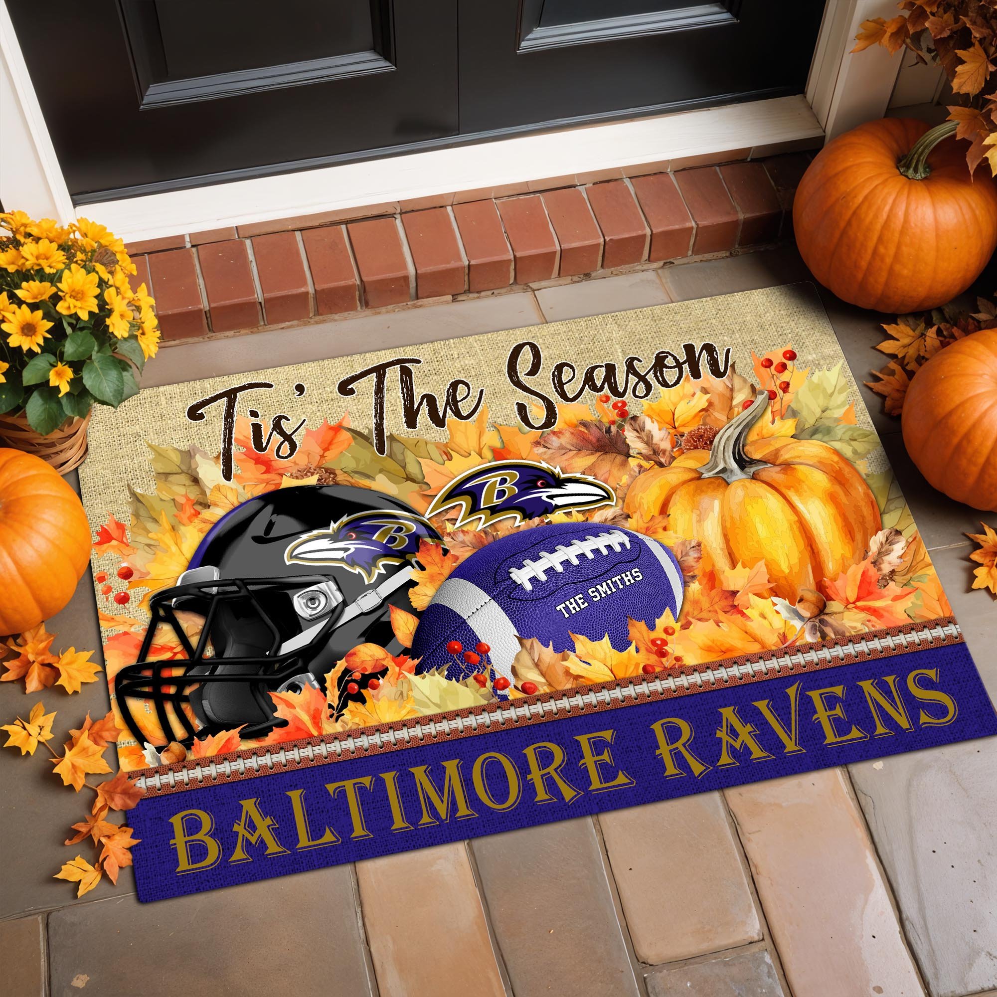 Baltimore Ravens Doormat Custom Family Name And Choose Your Quotes, Football Team Doormat, Fan Gifts, Home Decor ETRG-60117