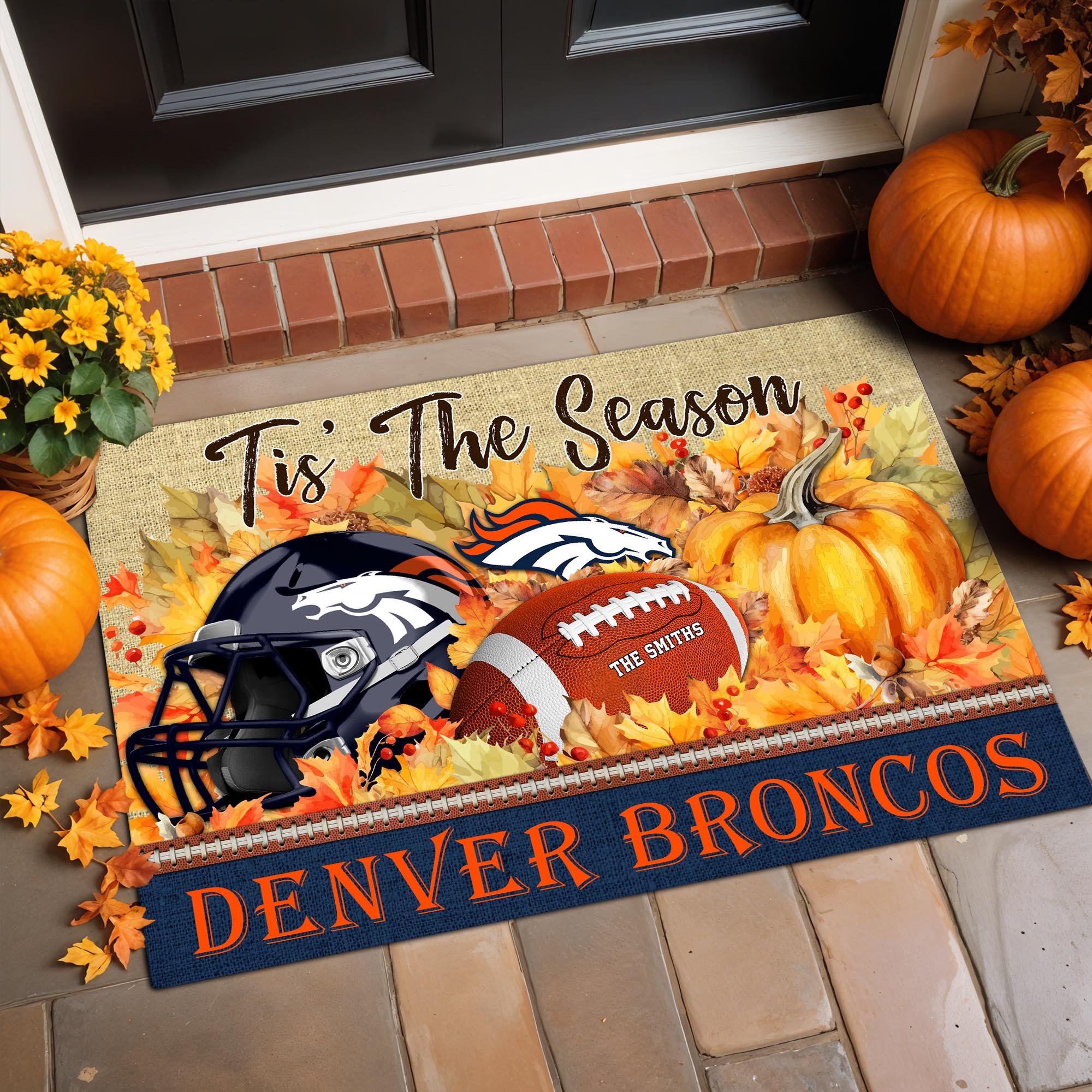 Denver Broncos Doormat Custom Family Name And Choose Your Quotes, Football Team Doormat, Fan Gifts, Home Decor ETRG-60117