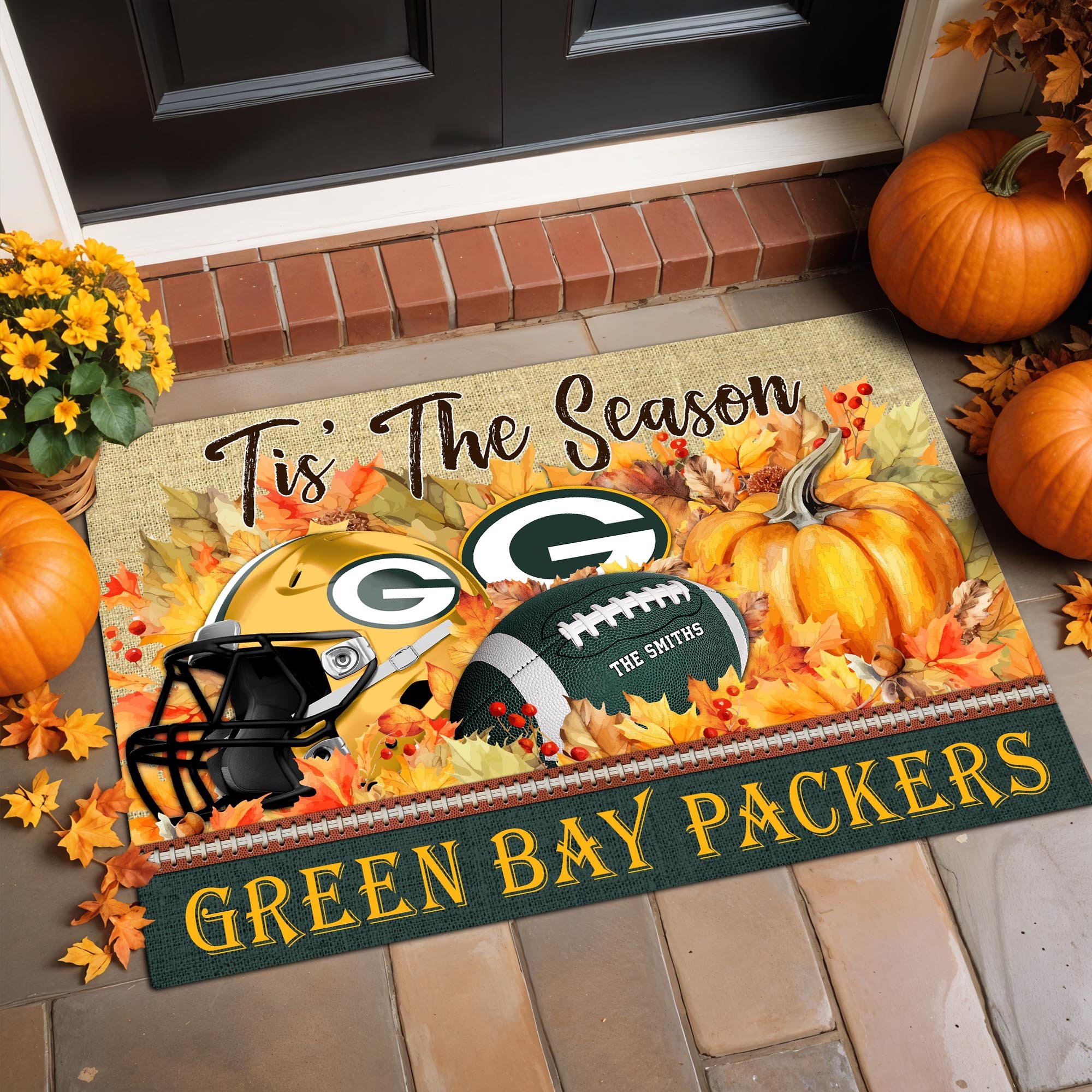 Green Bay Packers Doormat Custom Family Name And Choose Your Quotes, Football Team Doormat, Fan Gifts, Home Decor ETRG-60117