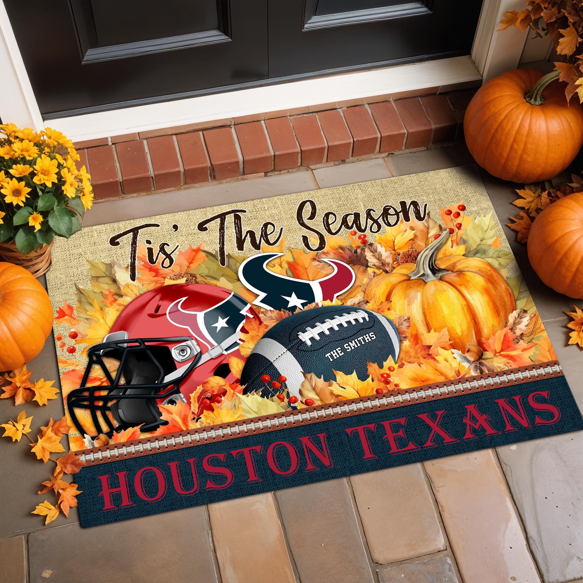 Houston Texans Doormat Custom Family Name And Choose Your Quotes, Football Team Doormat, Fan Gifts, Home Decor ETRG-60117