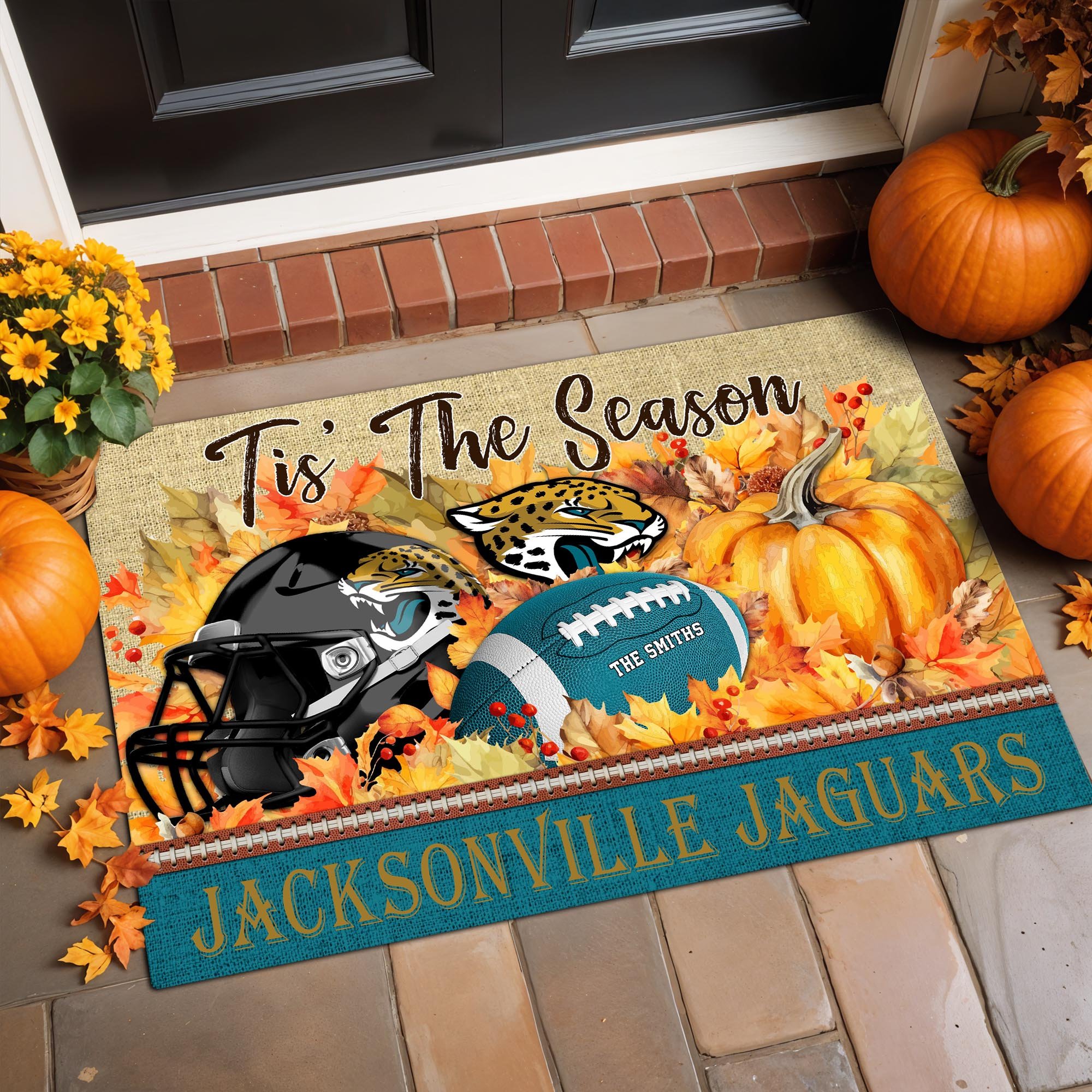 Jacksonville Jaguars Doormat Custom Family Name And Choose Your Quotes, Football Team Doormat, Fan Gifts, Home Decor ETRG-60117