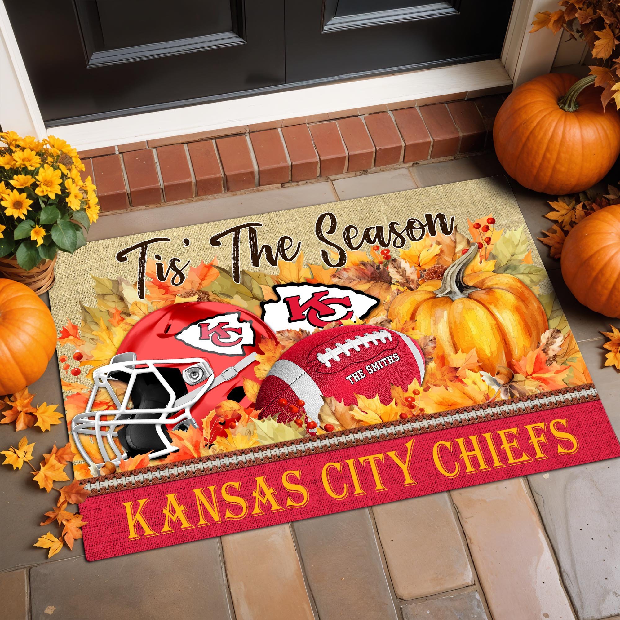 Kansas City Chiefs Doormat Custom Family Name And Choose Your Quotes, Football Team Doormat, Fan Gifts, Home Decor ETRG-60117