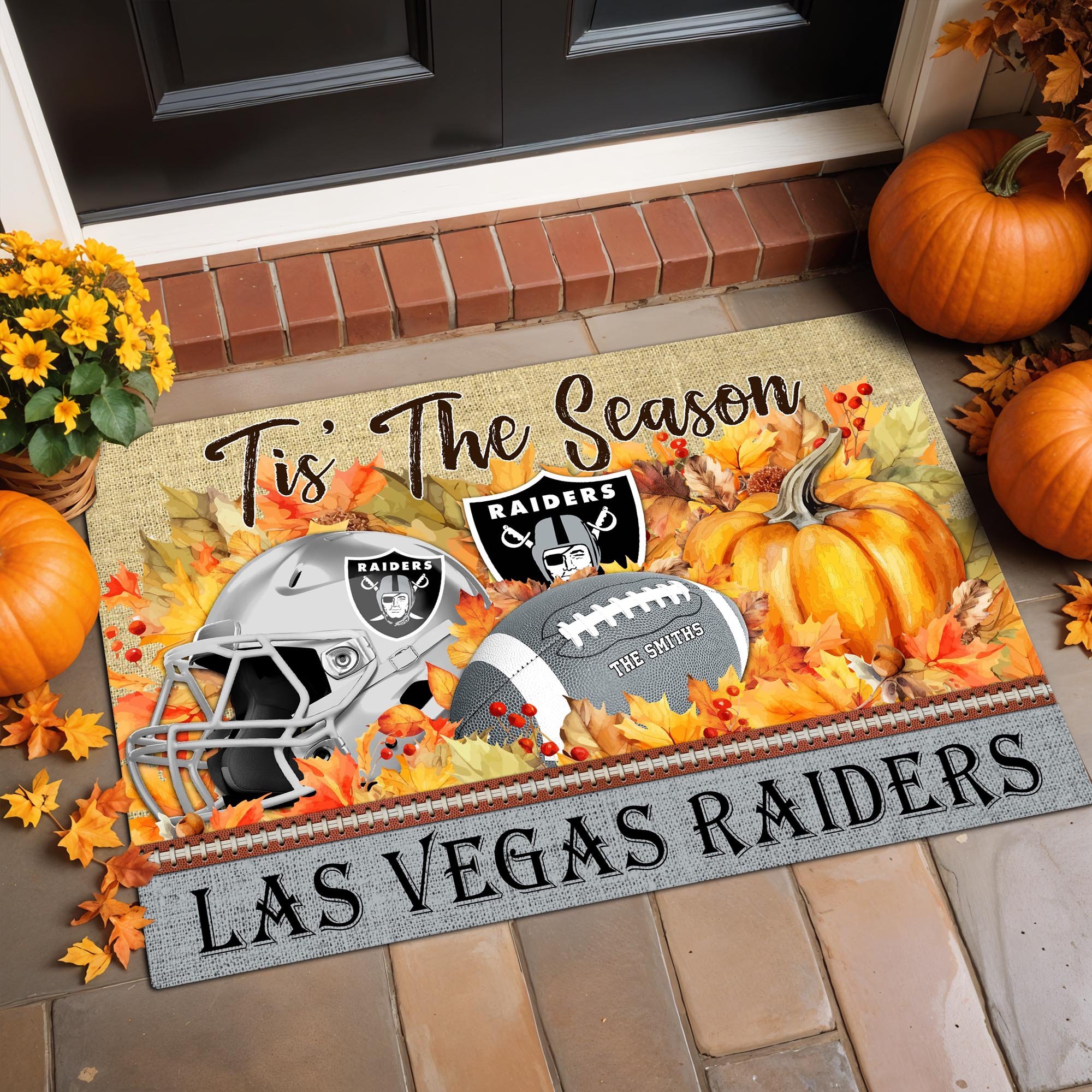 Las Vegas Raiders Doormat Custom Family Name And Choose Your Quotes, Football Team Doormat, Fan Gifts, Home Decor ETRG-60117