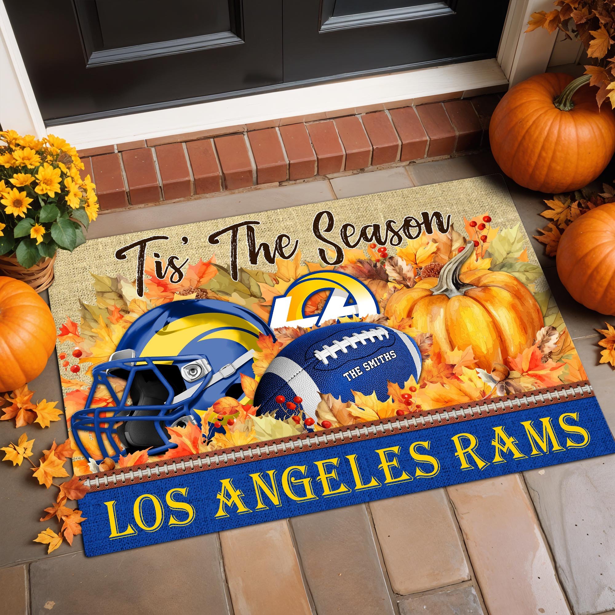 Los Angeles Rams Doormat Custom Family Name And Choose Your Quotes, Football Team Doormat, Fan Gifts, Home Decor ETRG-60117