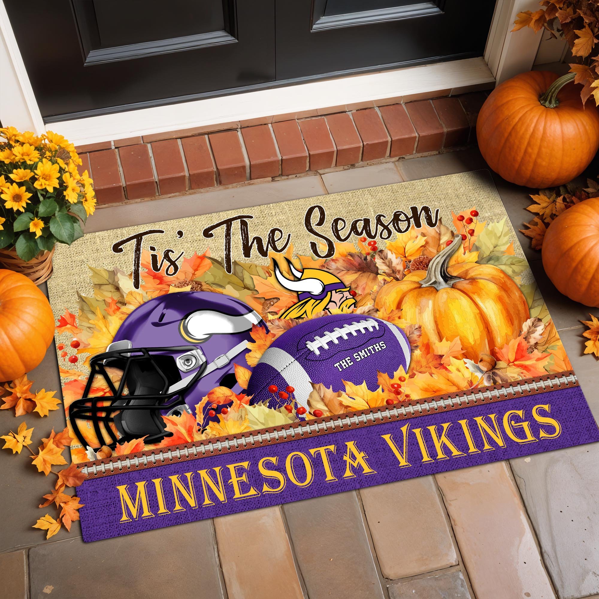 Minnesota Vikings Doormat Custom Family Name And Choose Your Quotes, Football Team Doormat, Fan Gifts, Home Decor ETRG-60117