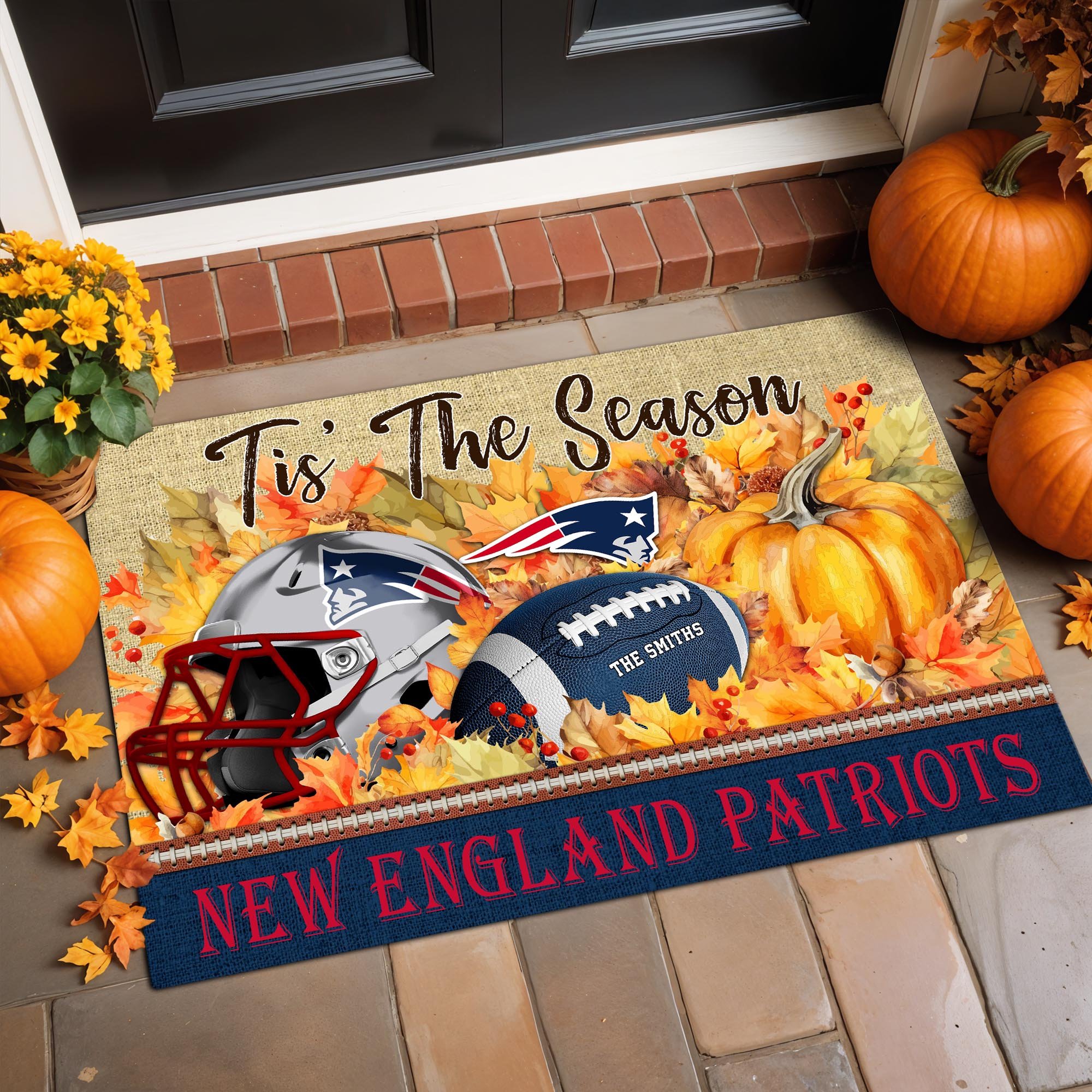 New England Patriots Doormat Custom Family Name And Choose Your Quotes, Football Team Doormat, Fan Gifts, Home Decor ETRG-60117