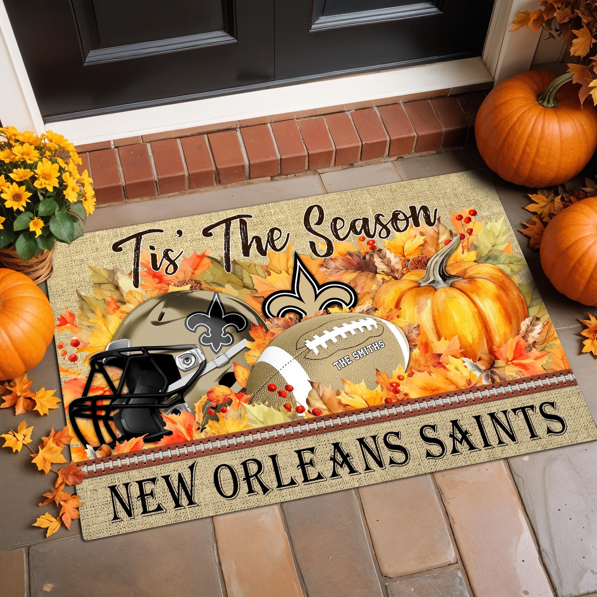 New Orleans Saints Doormat Custom Family Name And Choose Your Quotes, Football Team Doormat, Fan Gifts, Home Decor ETRG-60117