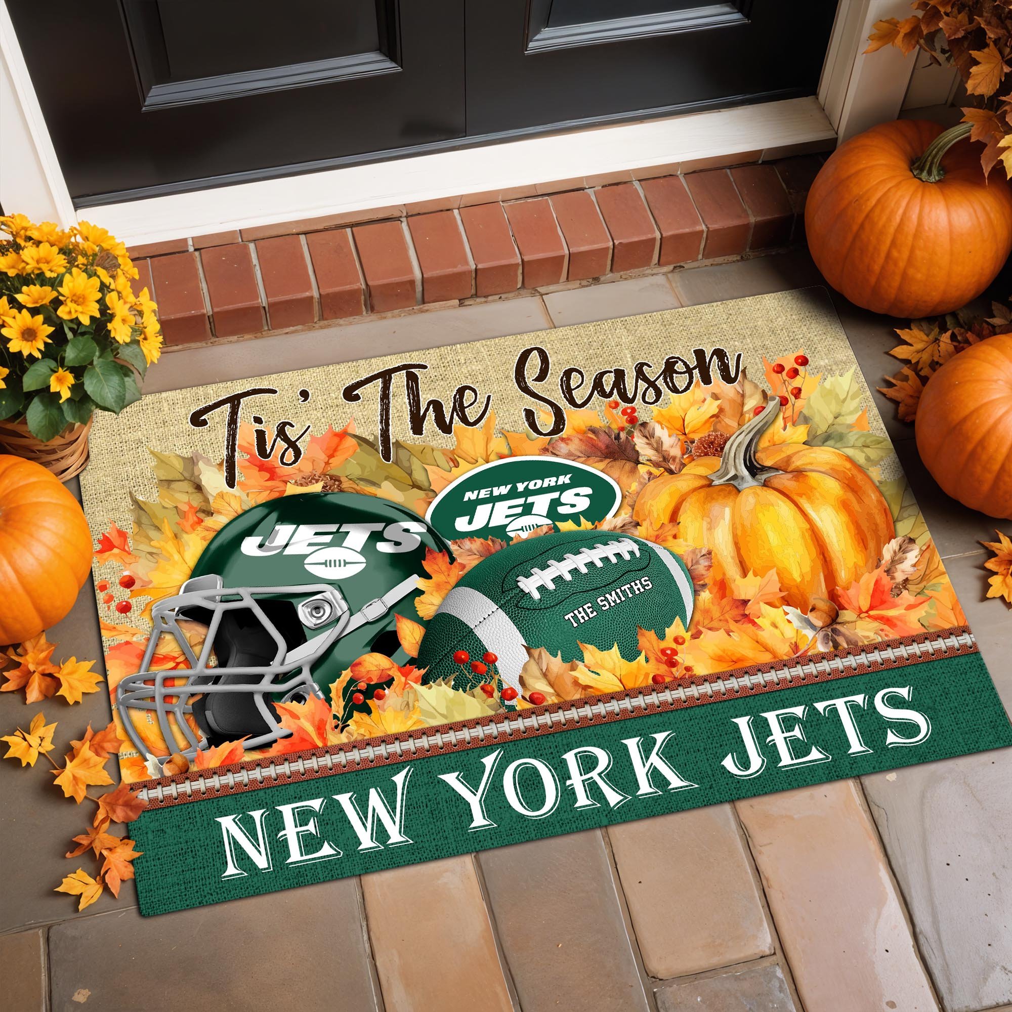 New York Jets Doormat Custom Family Name And Choose Your Quotes, Football Team Doormat, Fan Gifts, Home Decor ETRG-60117