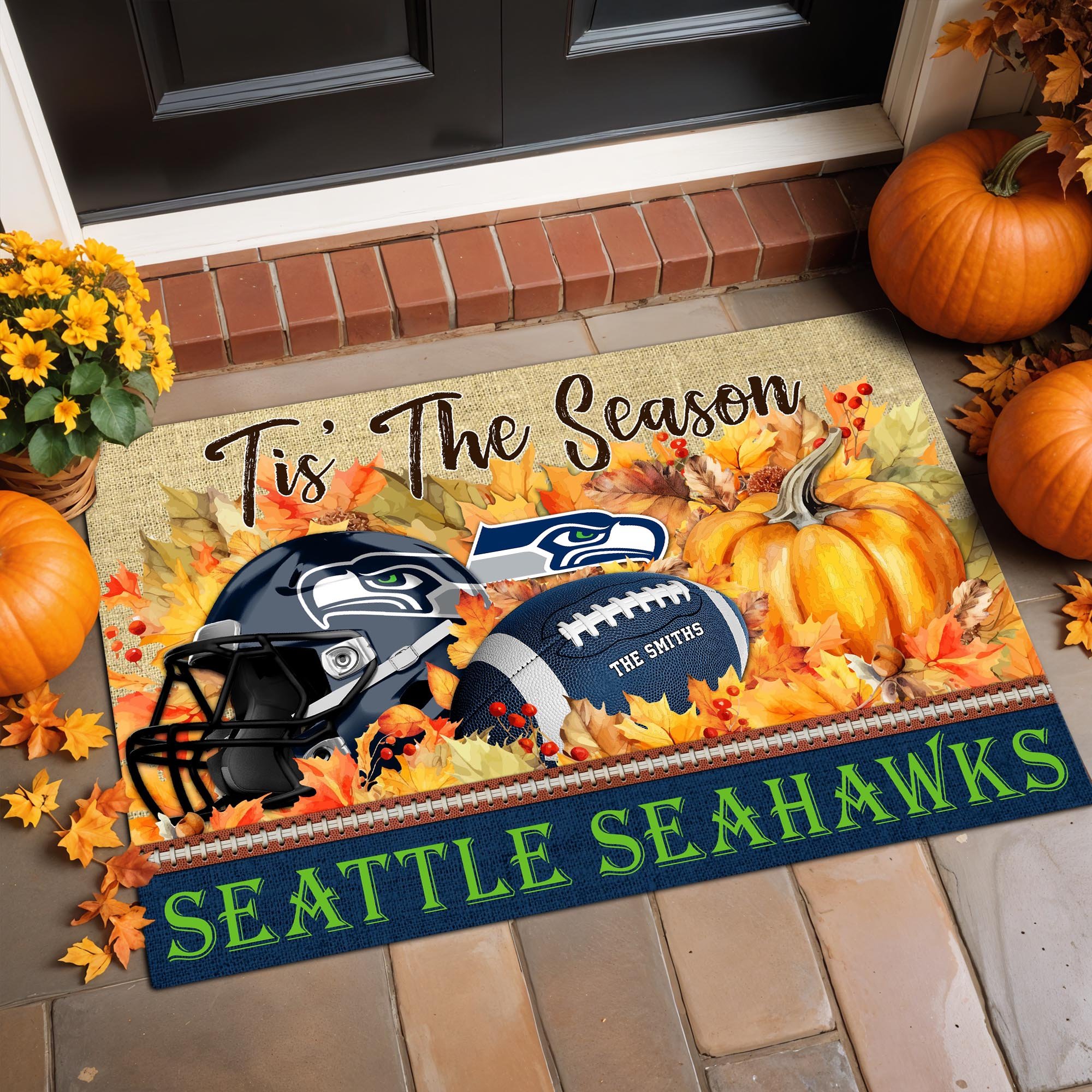 Seattle Seahawks Doormat Custom Family Name And Choose Your Quotes, Football Team Doormat, Fan Gifts, Home Decor ETRG-60117