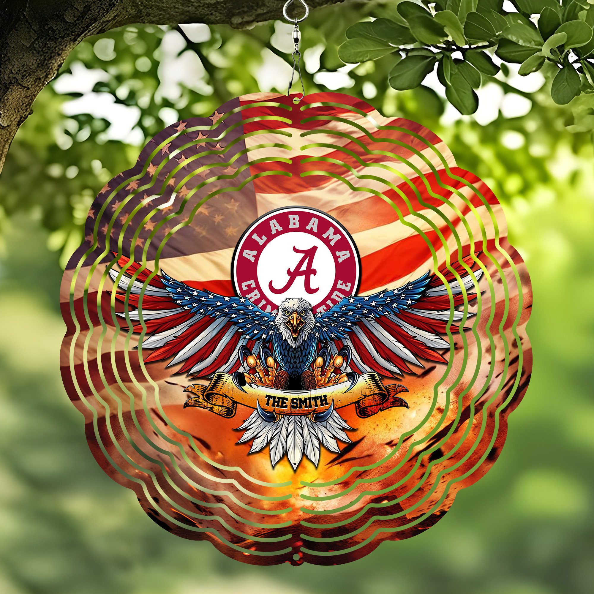 Alabama Crimson Tide Wind Spinner Custom Your Name, Football Team Wind Spinner, Gift For Fans, Home Decor ETRG-60191