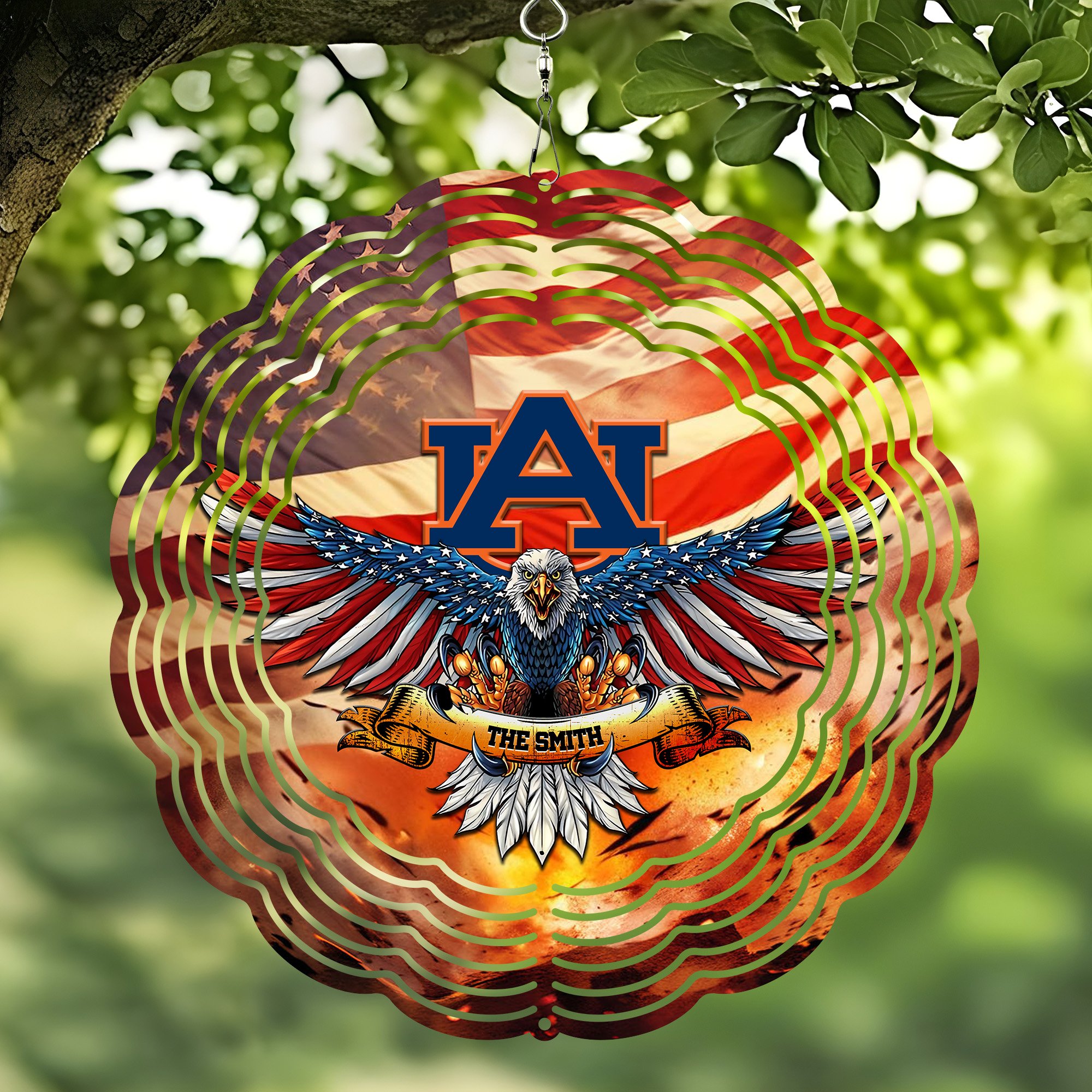 Auburn Tigers Wind Spinner Custom Your Name, Football Team Wind Spinner, Gift For Fans, Home Decor ETRG-60191