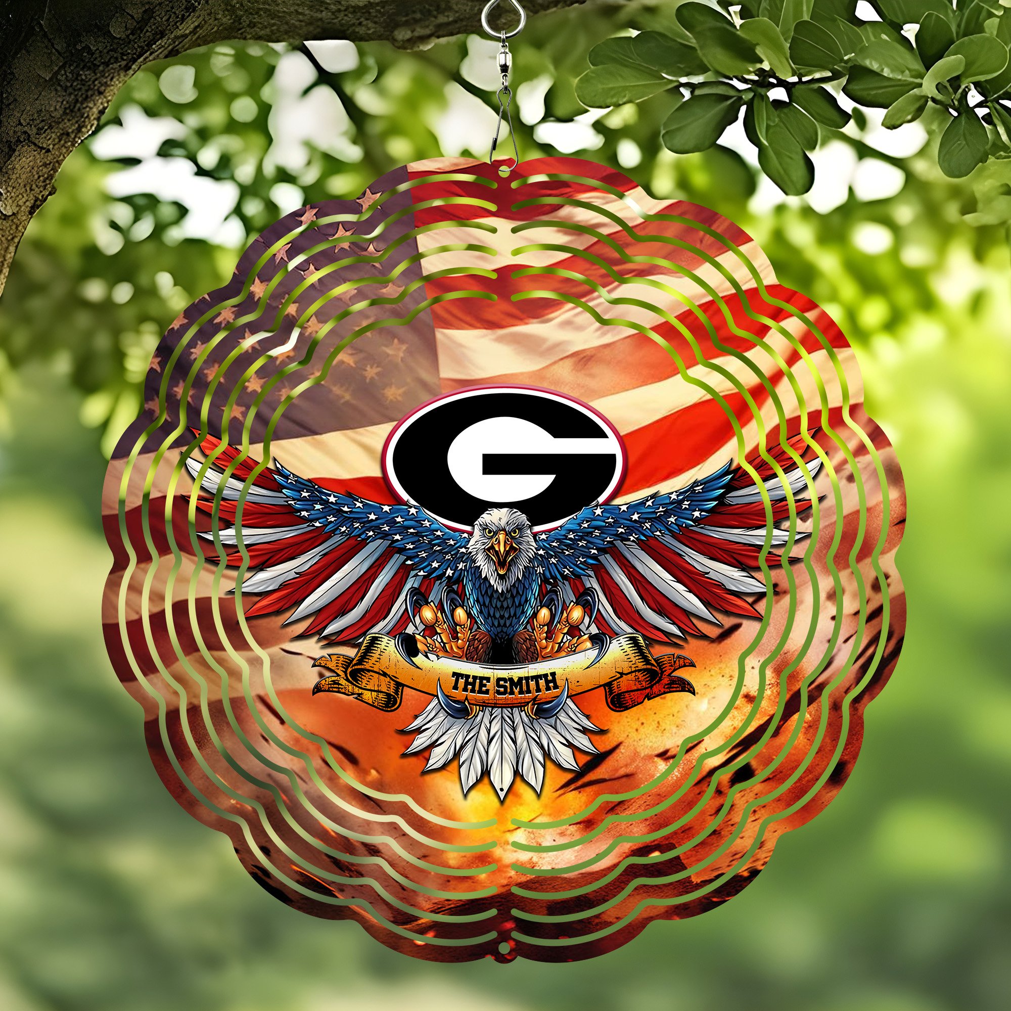 Georgia Bulldogs Wind Spinner Custom Your Name, Football Team Wind Spinner, Gift For Fans, Home Decor ETRG-60191