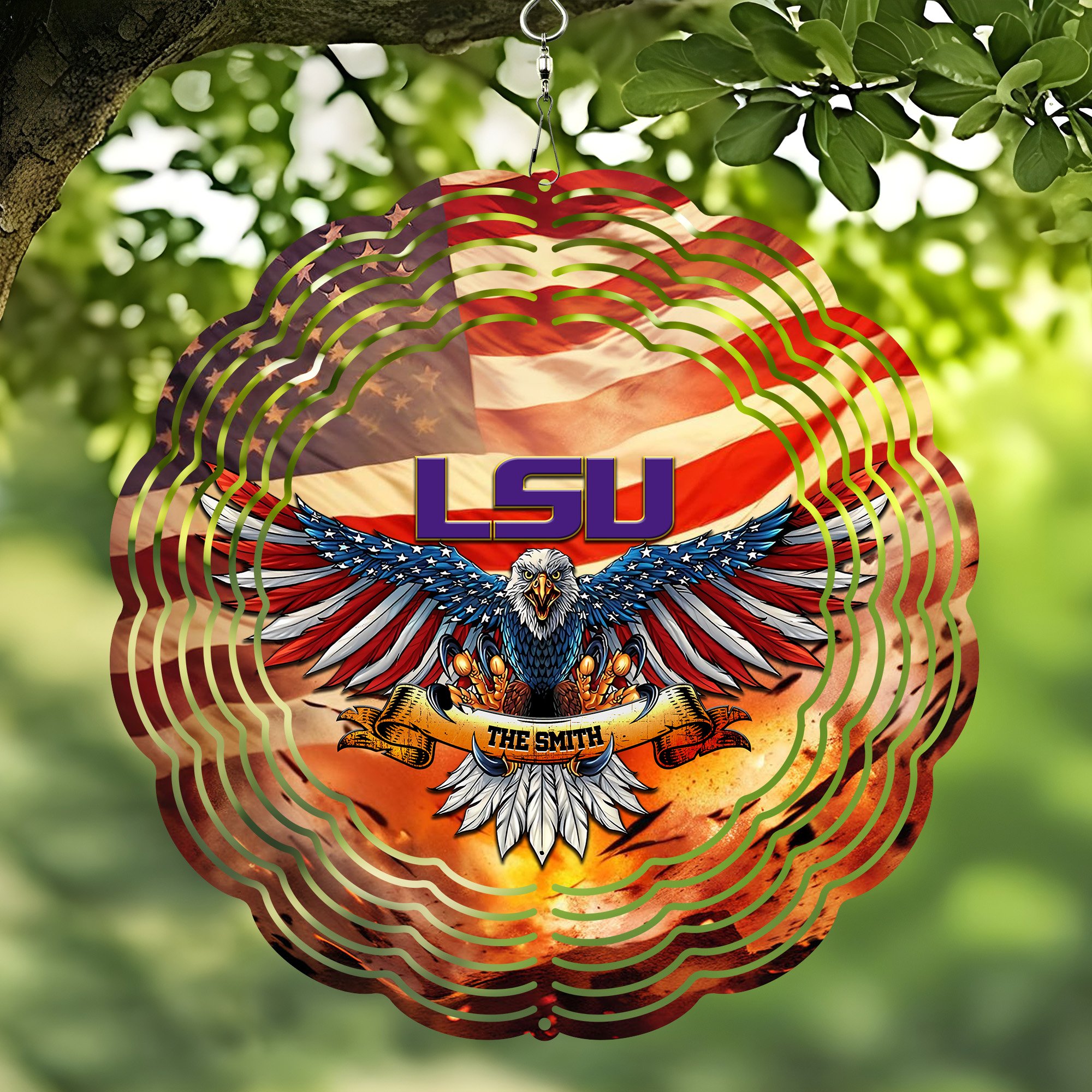 LSU TIGERS Wind Spinner Personalized Your Name, Wind Spinner For Sport Fan, Hanging Decor ETRG-60191