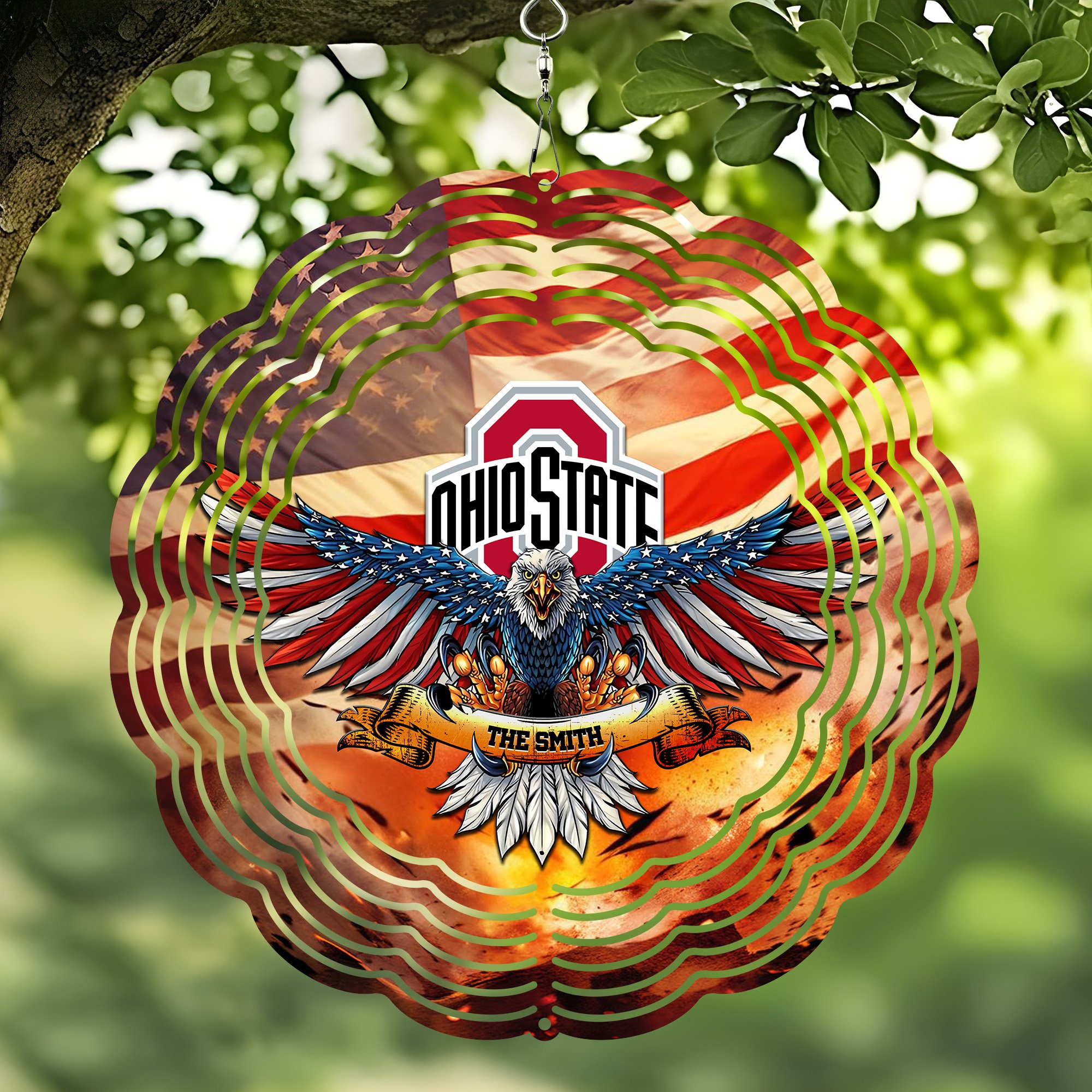 Ohio State Buckeyes Wind Spinner Custom Your Name, Football Team Wind Spinner, Gift For Fans, Home Decor ETRG-60191