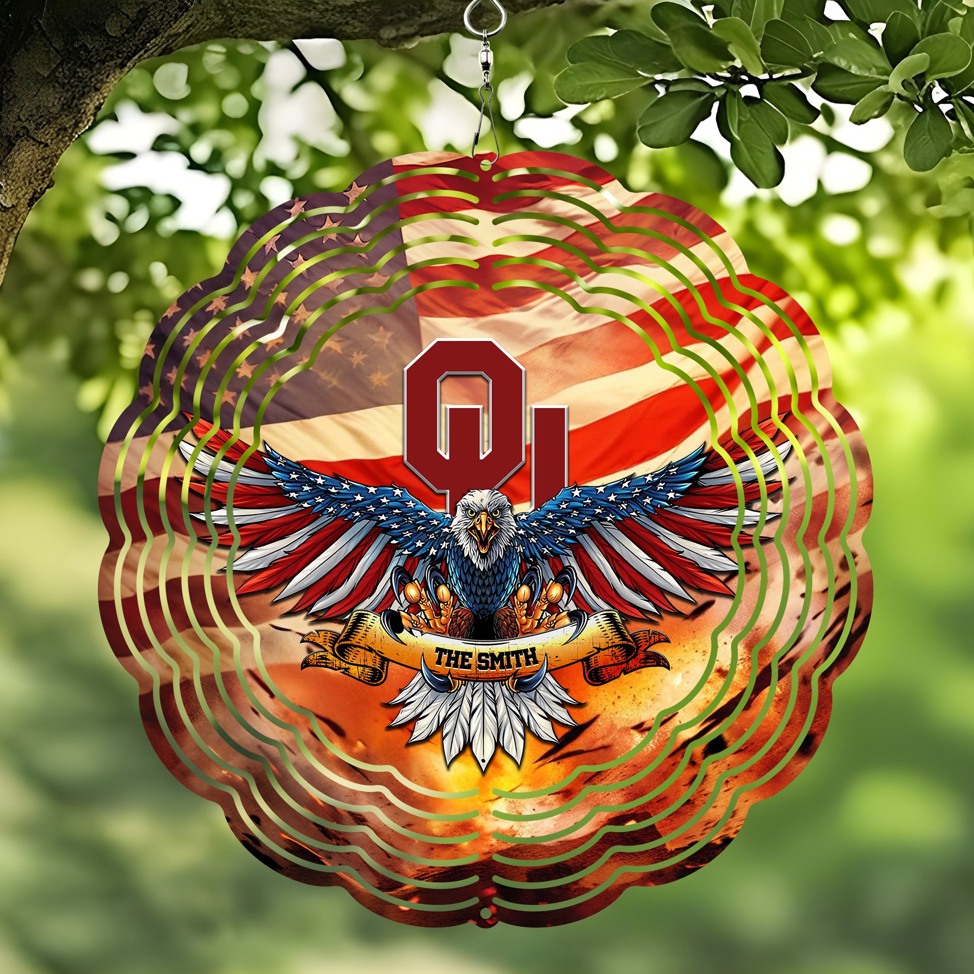 Oklahoma Sooners Wind Spinner Custom Your Name, Football Team Wind Spinner, Gift For Fans, Home Decor ETRG-60191