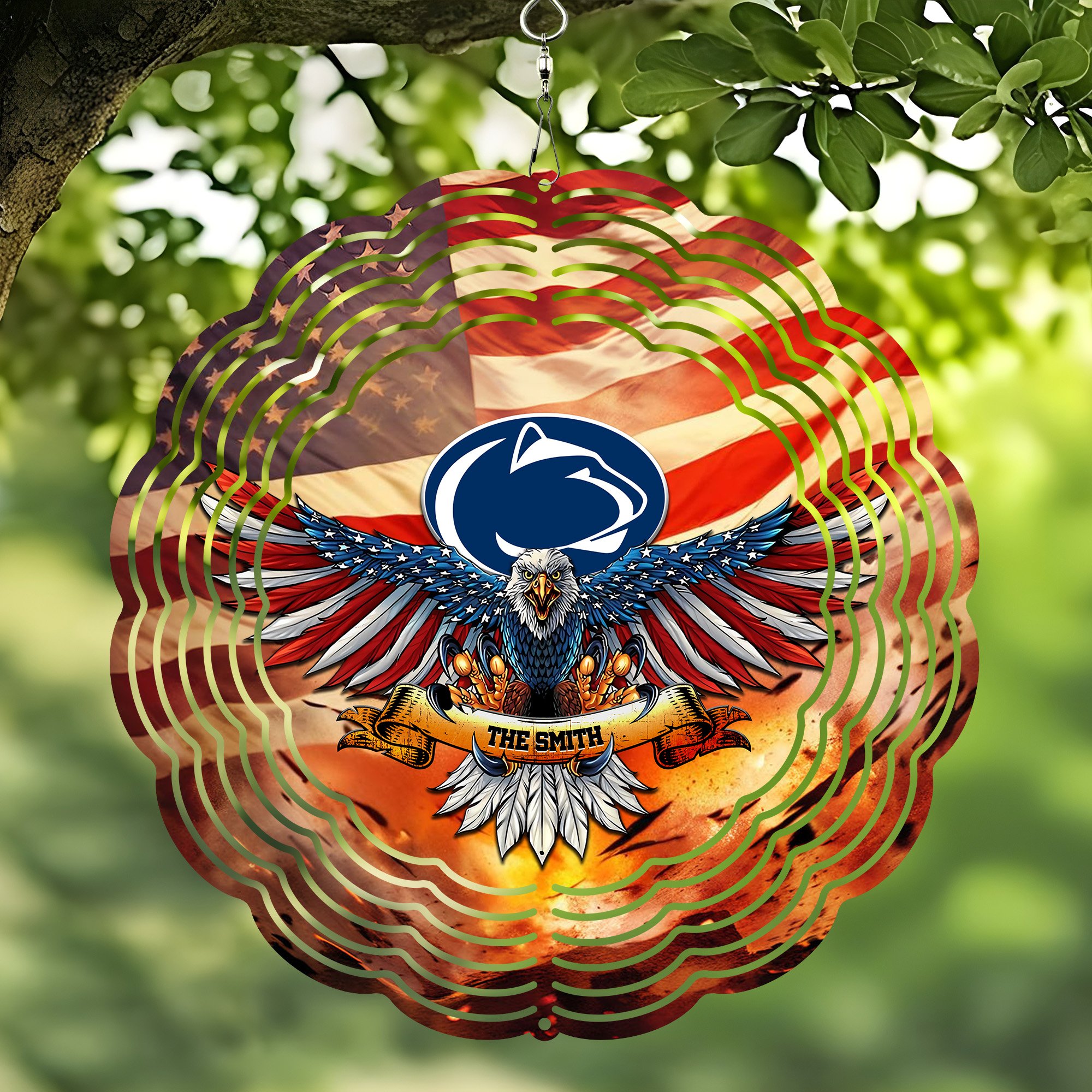 Penn State Nittany Lions Wind Spinner Custom Your Name, Football Team Wind Spinner, Gift For Fans, Home Decor ETRG-60191