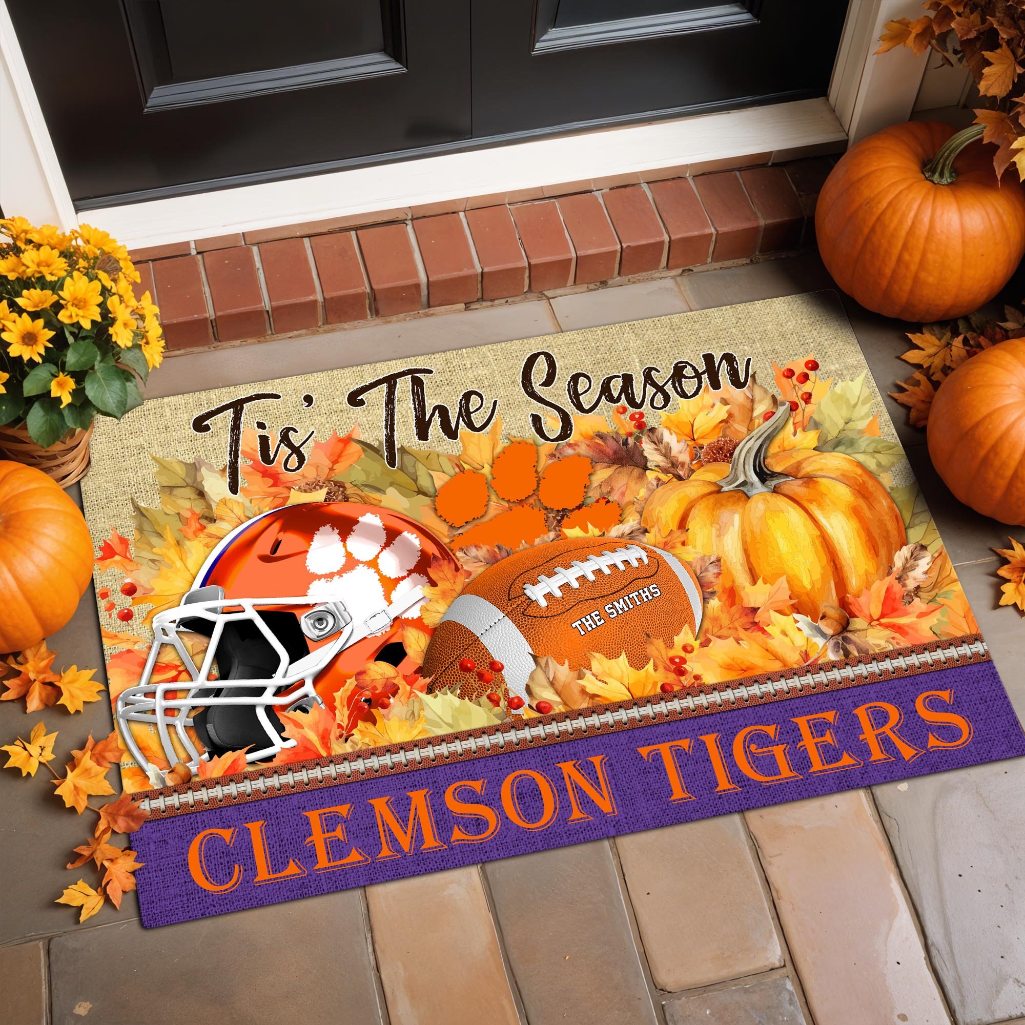 Clemson Tigers Doormat Custom Family Name And Choose Your Quotes, Football Team Doormat, Gifts For Fan ETRG-60205