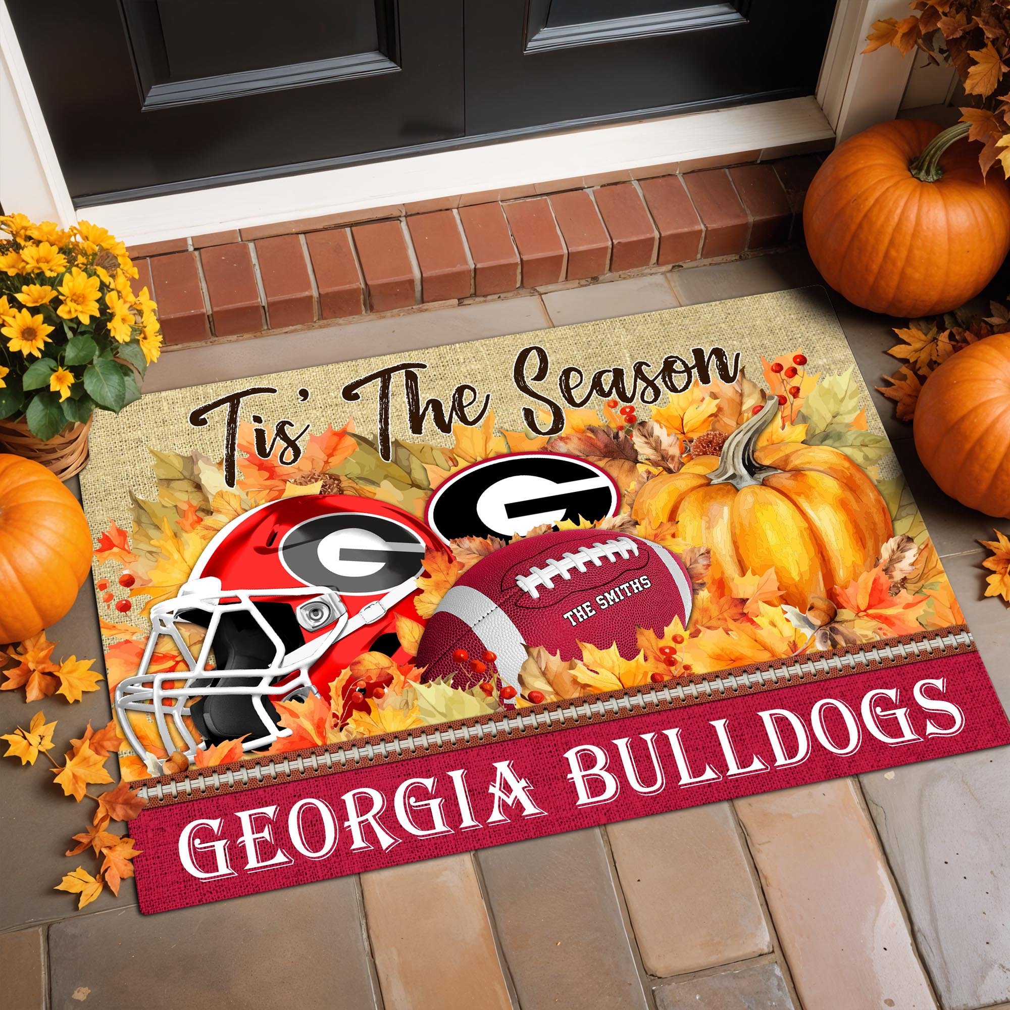 Georgia Bulldogs Doormat Custom Family Name And Choose Your Quotes, Football Team Doormat, Gifts For Fan ETRG-60205