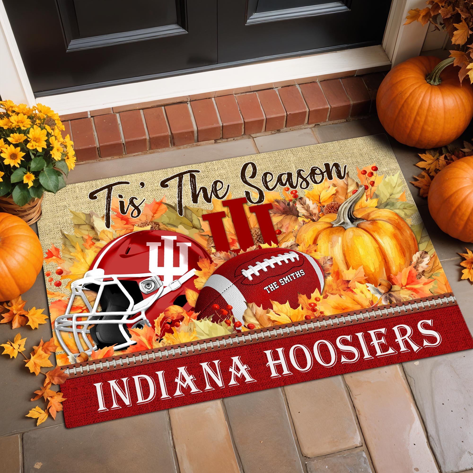 Indiana Hoosiers Doormat Custom Family Name And Choose Your Quotes, Football Team Doormat, Gifts For Fan ETRG-60205