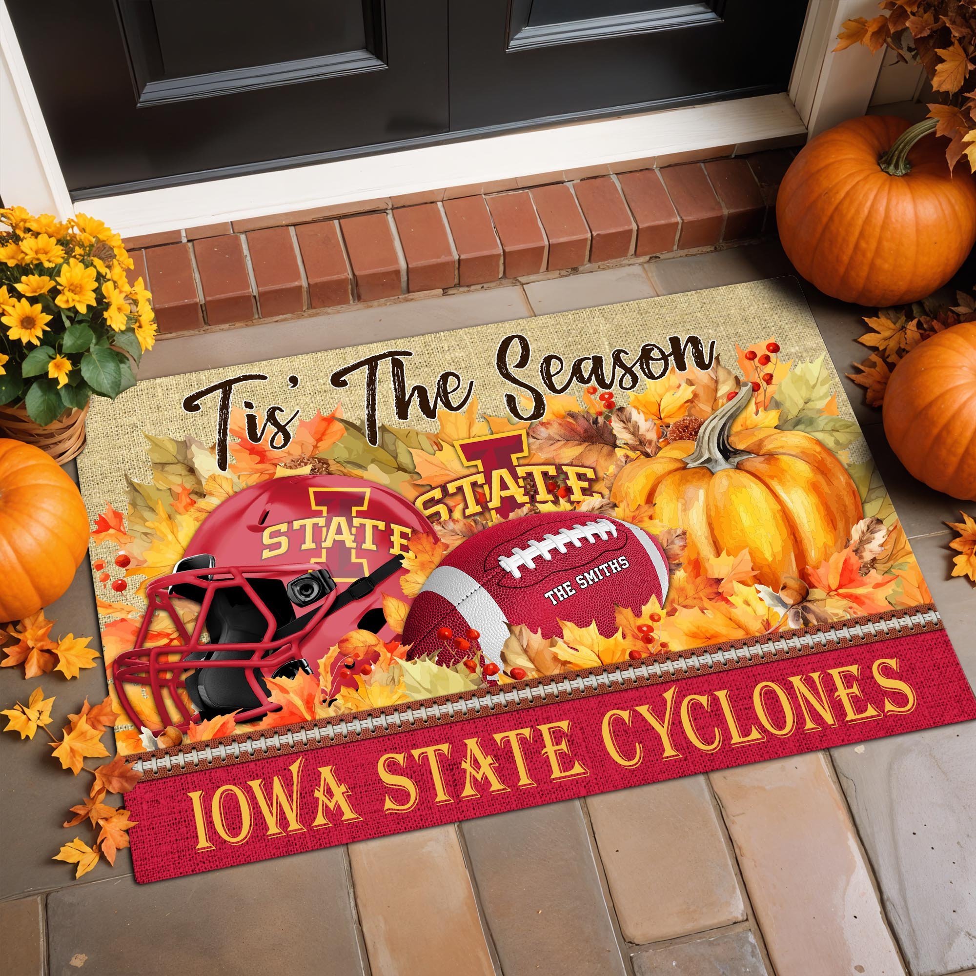 Iowa State Cyclones Doormat Custom Family Name And Choose Your Quotes, Football Team Doormat, Gifts For Fan ETRG-60205