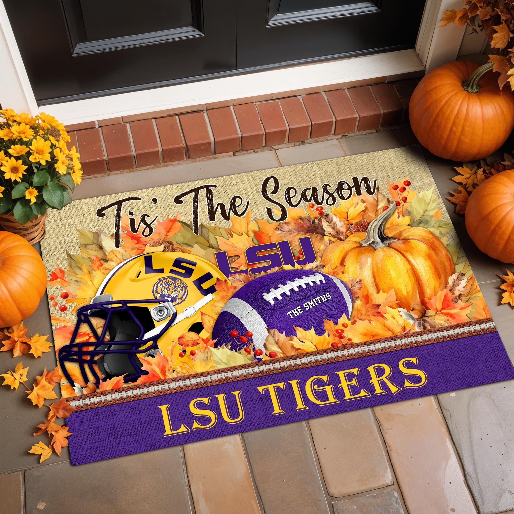 LSU TIGERS Doormat Custom Family Name And Choose Your Quotes, Football Team Doormat, Gifts For Fan ETRG-60205