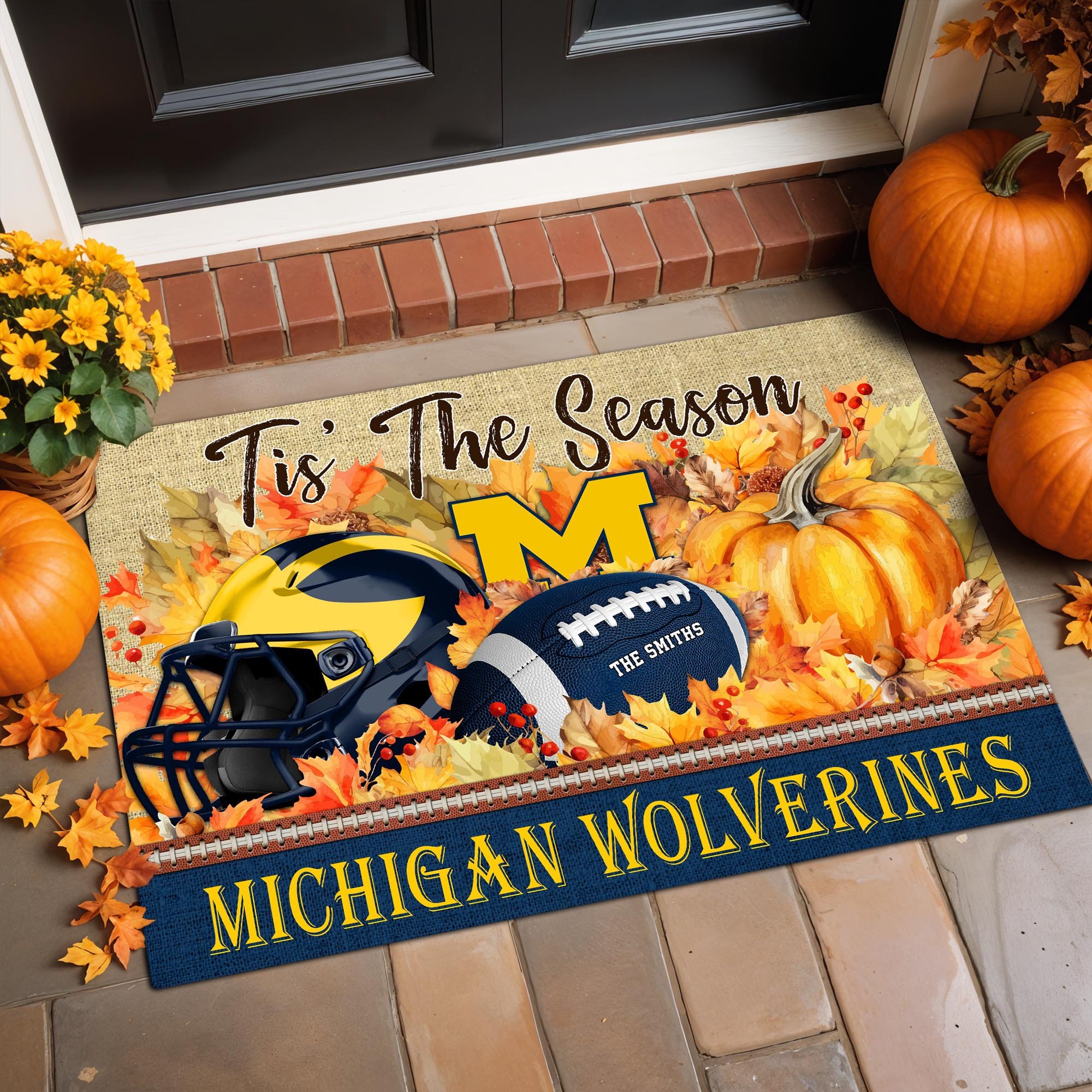 Michigan Wolverines Doormat Custom Family Name And Choose Your Quotes, Football Team Doormat, Gifts For Fan ETRG-60205