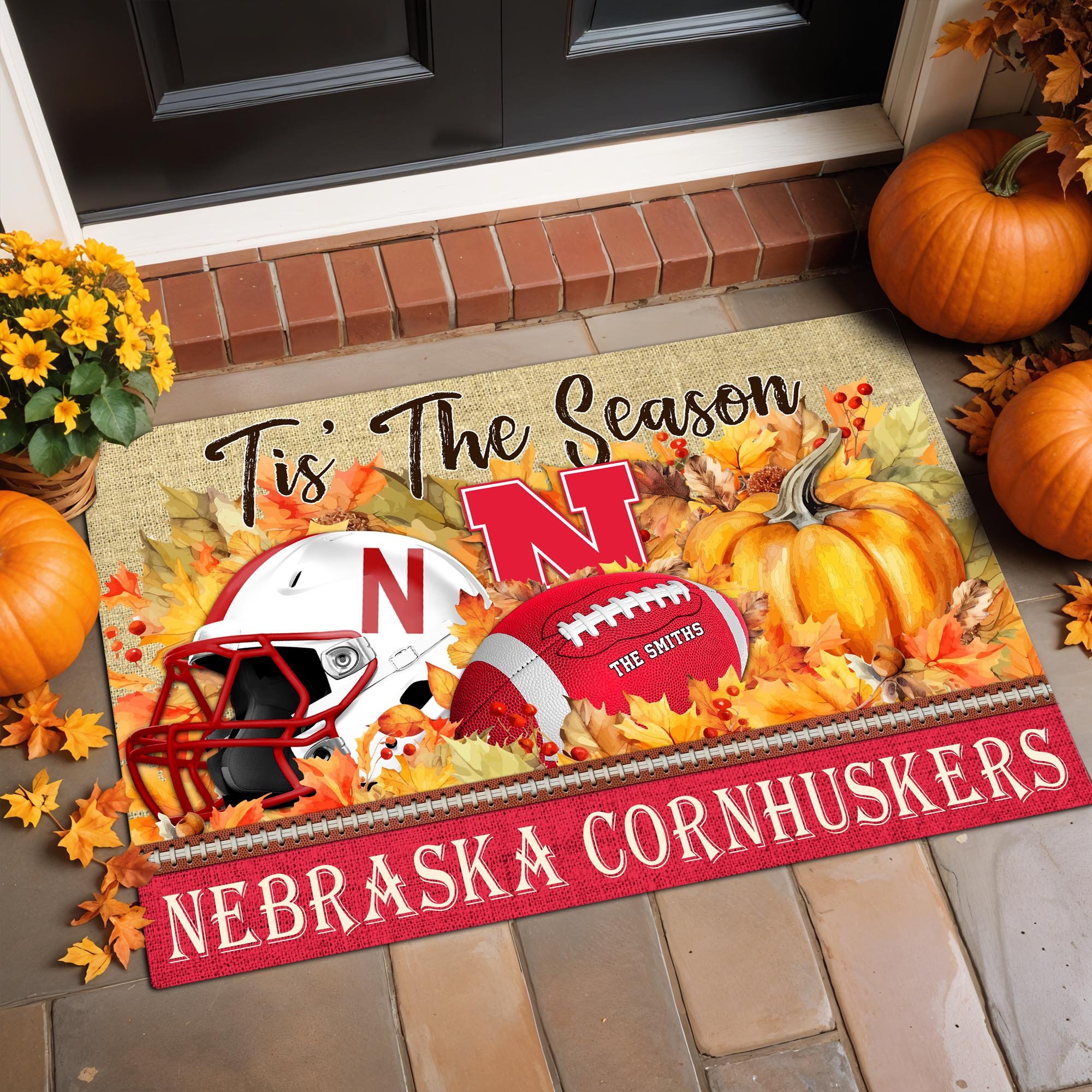 Nebraska Cornhuskers Doormat Custom Family Name And Choose Your Quotes, Football Team Doormat, Gifts For Fan ETRG-60205