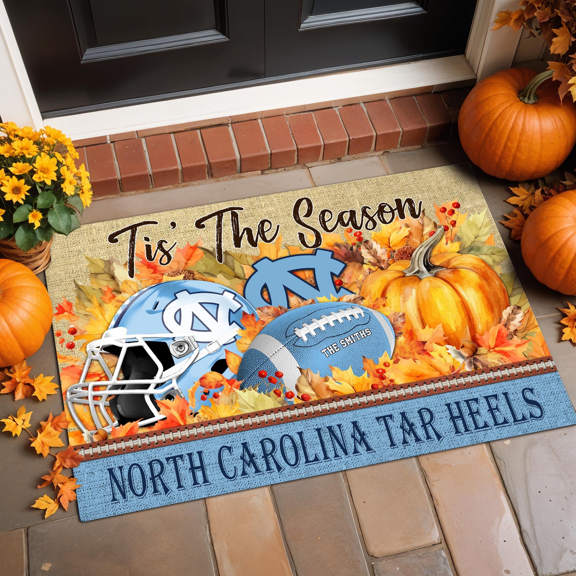 North Carolina Tar Heels Doormat Custom Family Name And Choose Your Quotes, Football Team Doormat, Gifts For Fan ETRG-60205