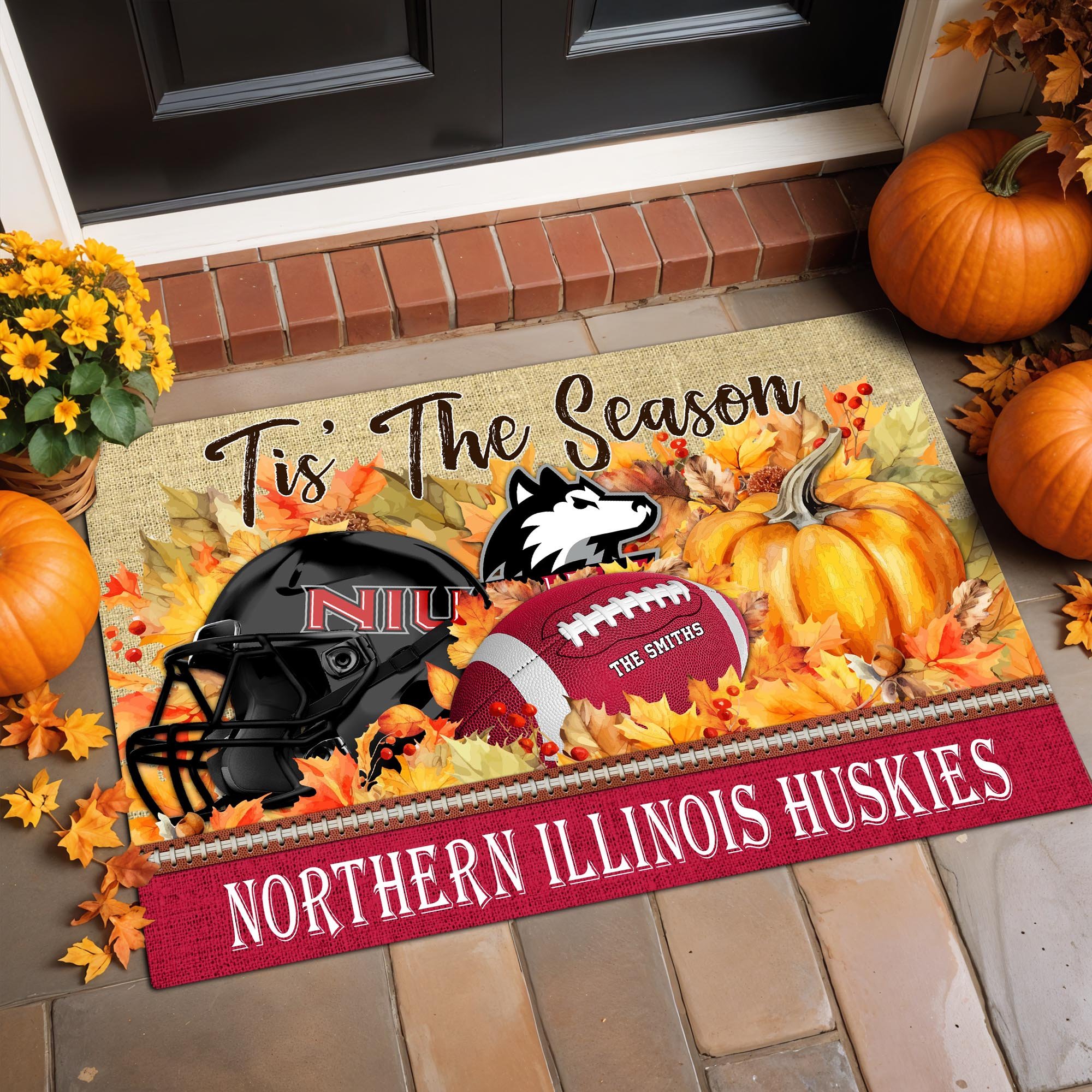 Northern Illinois Huskies Doormat Custom Family Name And Choose Your Quotes, Football Team Doormat, Gifts For Fan ETRG-60205