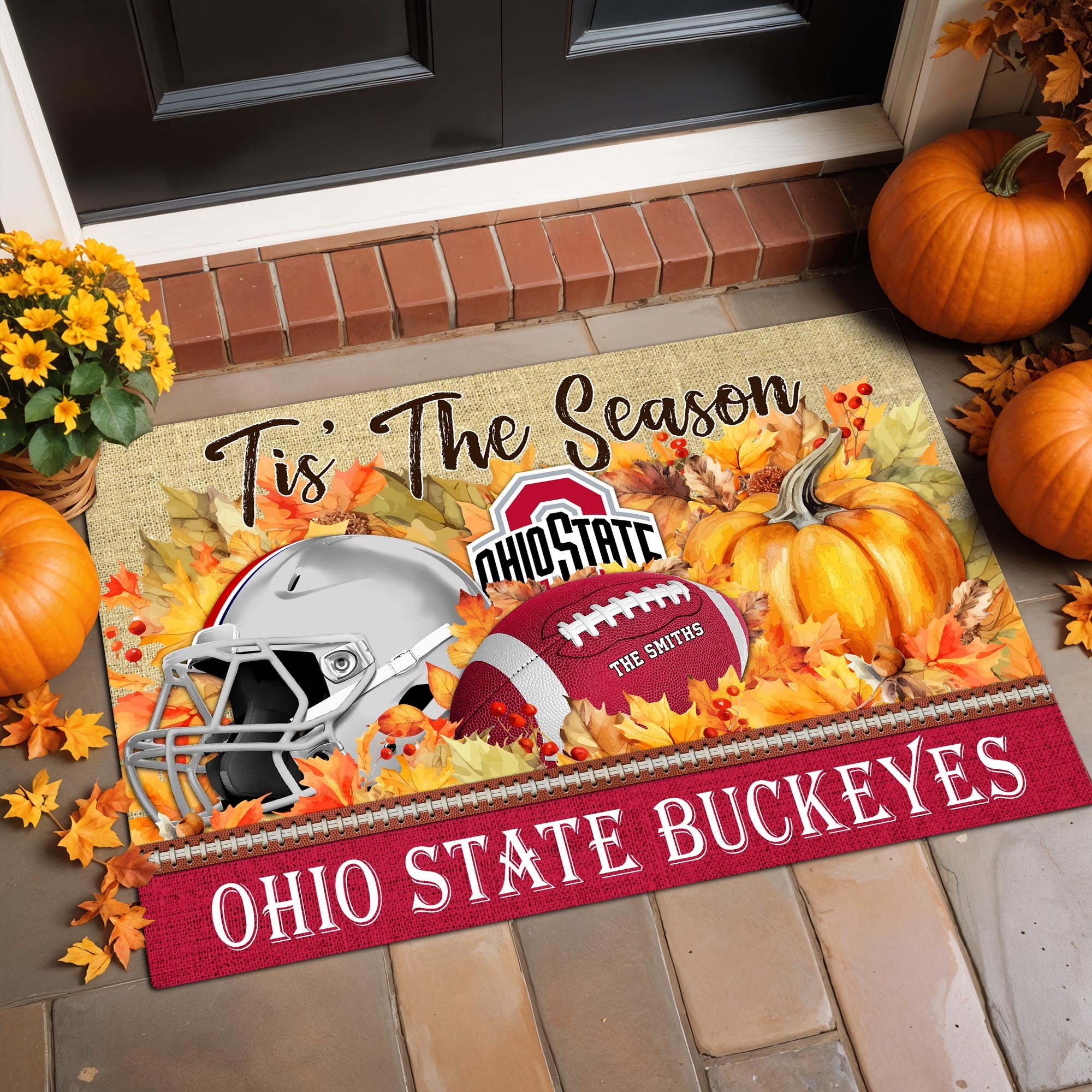 Ohio State Buckeyes Doormat Custom Family Name And Choose Your Quotes, Football Team Doormat, Gifts For Fan ETRG-60205