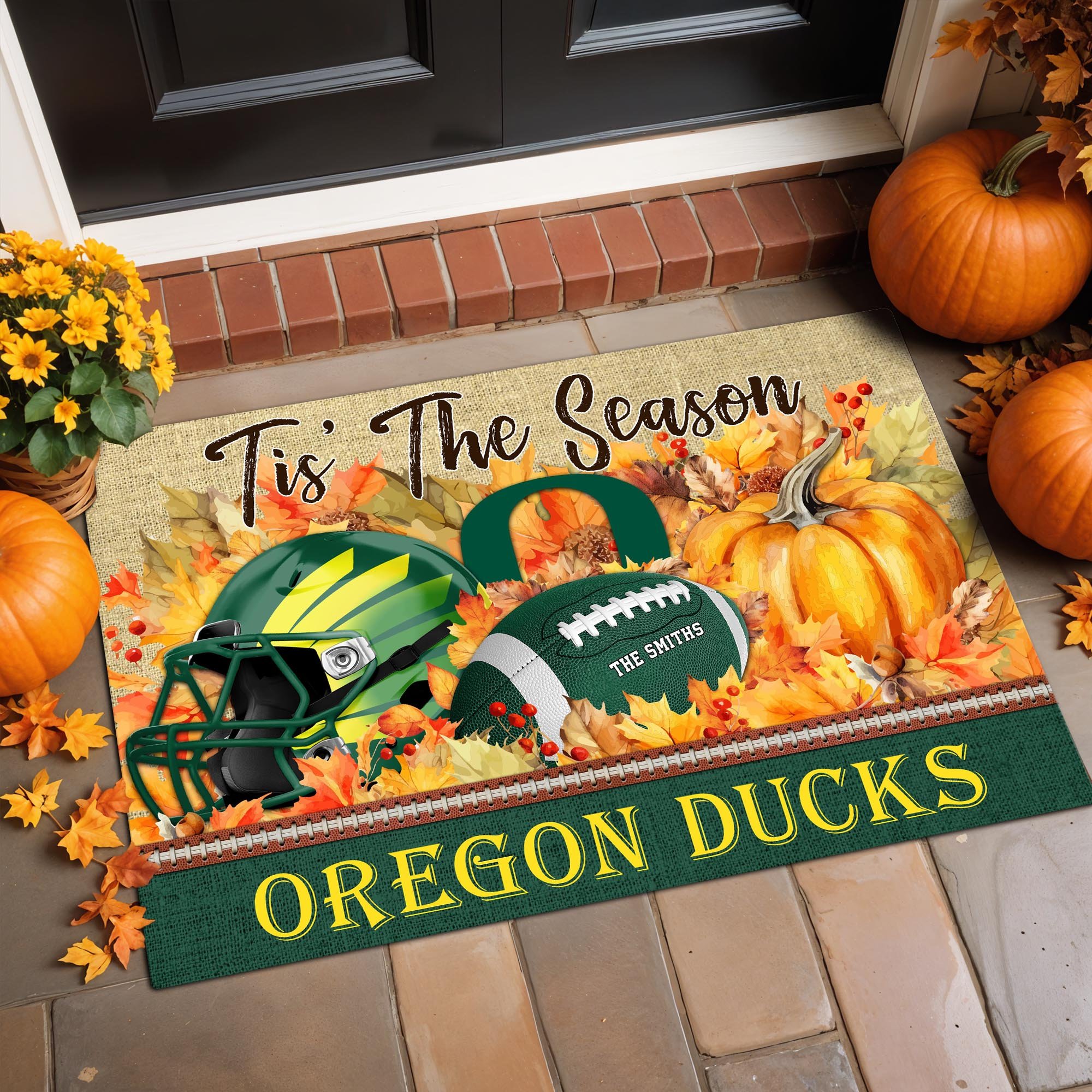 Oregon Ducks Doormat Custom Family Name And Choose Your Quotes, Football Team Doormat, Gifts For Fan ETRG-60205