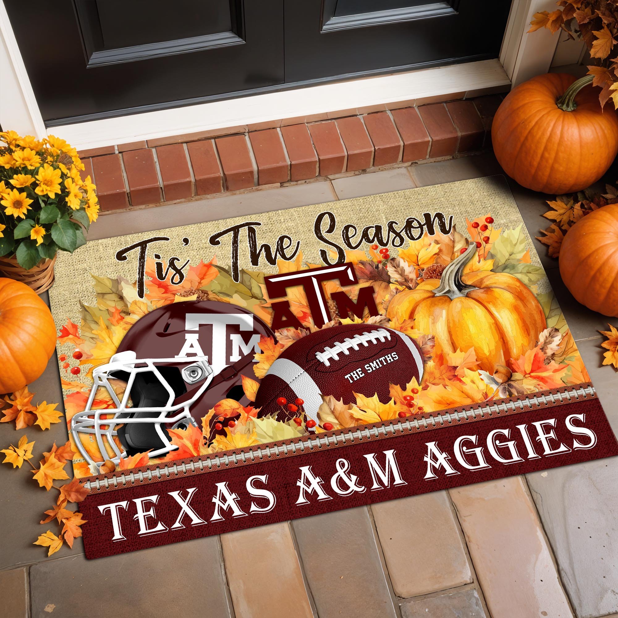 Texas A&M Aggies Doormat Custom Family Name And Choose Your Quotes, Football Team Doormat, Gifts For Fan ETRG-60205