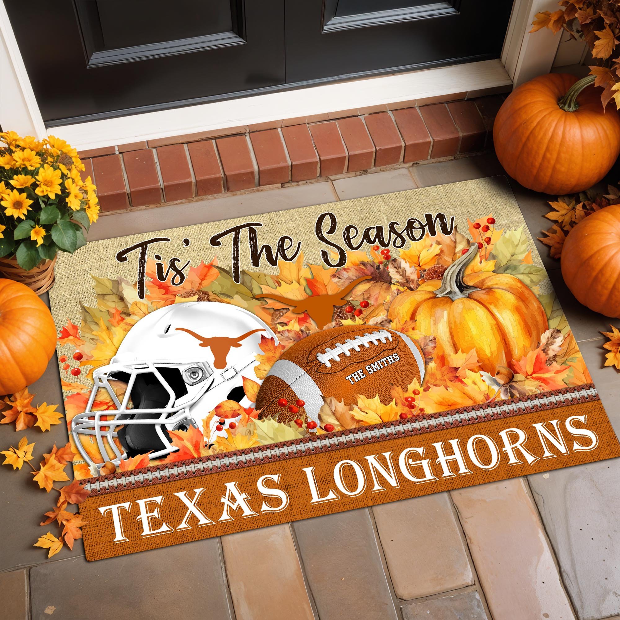 Texas Longhorns Doormat Custom Family Name And Choose Your Quotes, Football Team Doormat, Gifts For Fan ETRG-60205